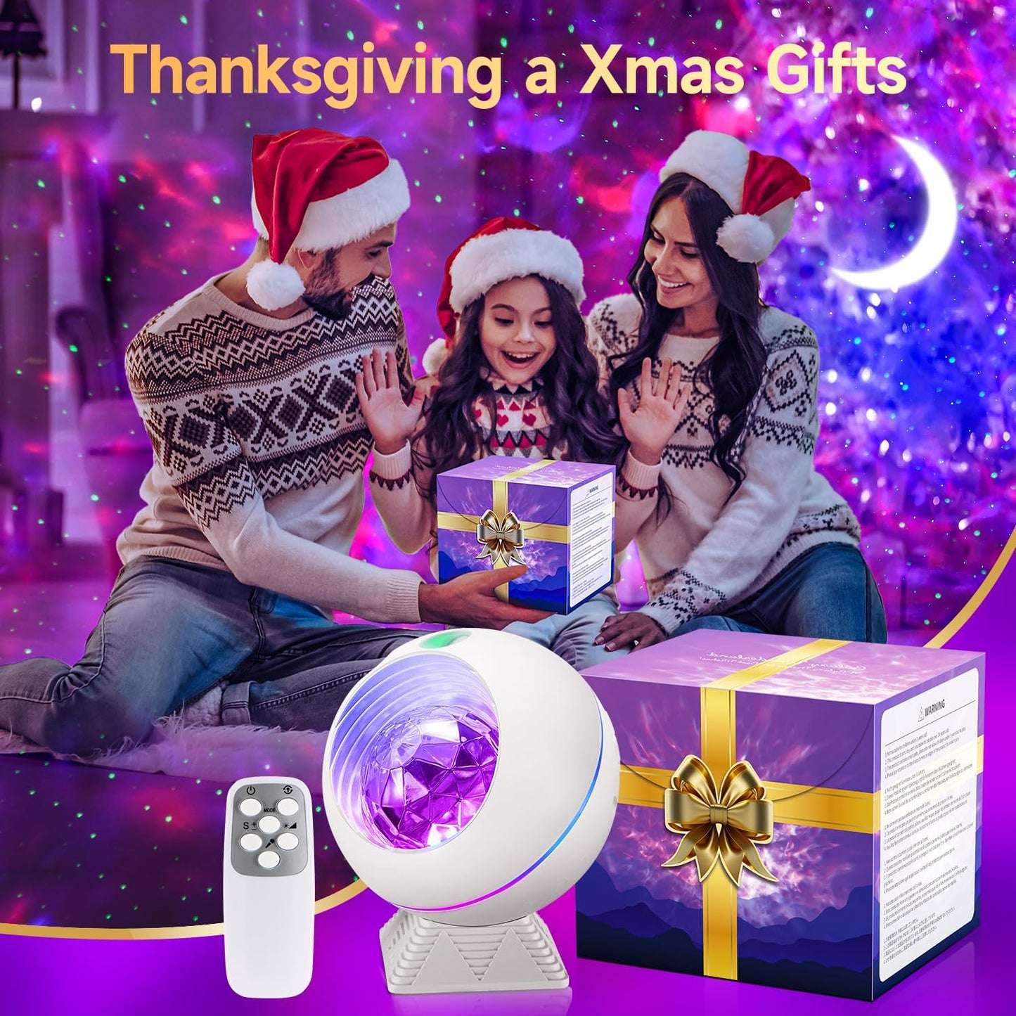 【Gift Package & Birthday Gift】 Stars+Moon 15 Colors/240 Lighting Modes Galaxy Projector Star Projector,Galaxy Lights for Bedroom,Star Projector Light Gifts Room Decor for Teen Girls Boys (White)