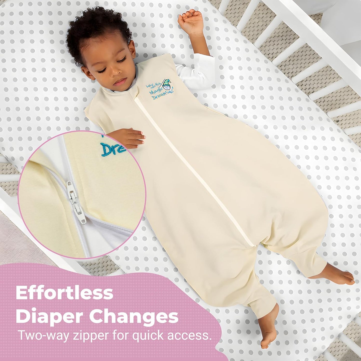 Magic Sleepsuit Baby Merlin's Cotton Baby Swaddle Transition Product - Soft and Cozy Design, Double Zipper for Easy Diaper Changes, Promotes Safe Sleep, 3-6 Months - Sage Green - Large 18-21lbs