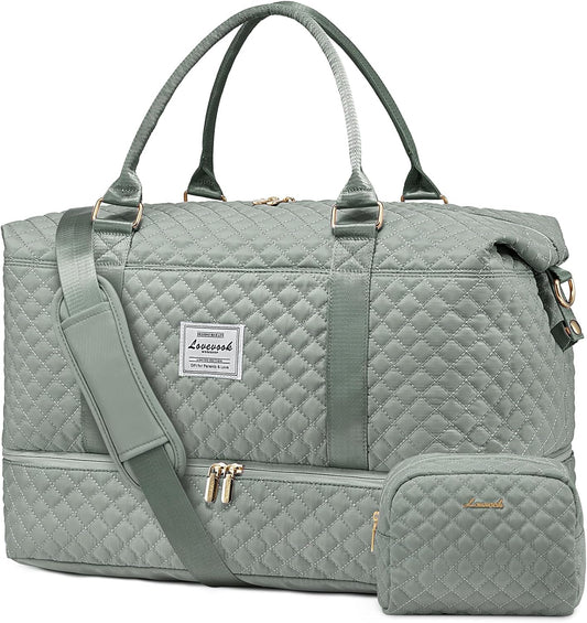 LOVEVOOK Travel Duffle Bag,Weekender Bags for Women with Shoe Compartment，Carry on Overnight Bag with Toiletry Bag,Gym Duffel Bag with Wet Pocket, Hospital Bags for Labor and Delivery