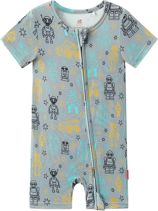 Baby Boys Bamboo Viscose Short Sleeve Romper Soft Comfy Infant Summer Jumpsuit