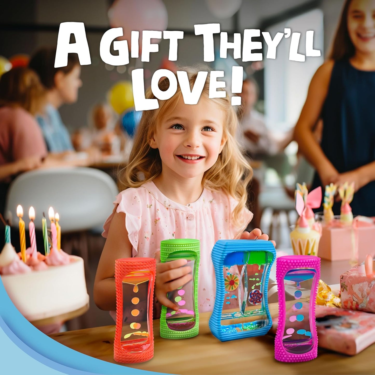 BUNMO Liquid Motion Bubbler with Sensory Texture - Liquid Timer - Bubble Timer - Liquid Motion Sensory Toys for Autism, Calming & Sensory Exploration - Kid Sensory Bottles Tubes - Large 4 Pack