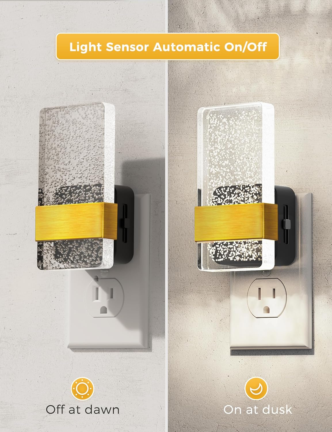 L LOHAS LED Night Light [2Pack], Night Lights Plug Into Wall, Decorative Night Lights with Dusk-to-Dawn Sensor, 0-100LM Dimmable Acrylic Nightlight, 5000K Aesthetic nightlight for Bathroom, Home Decor