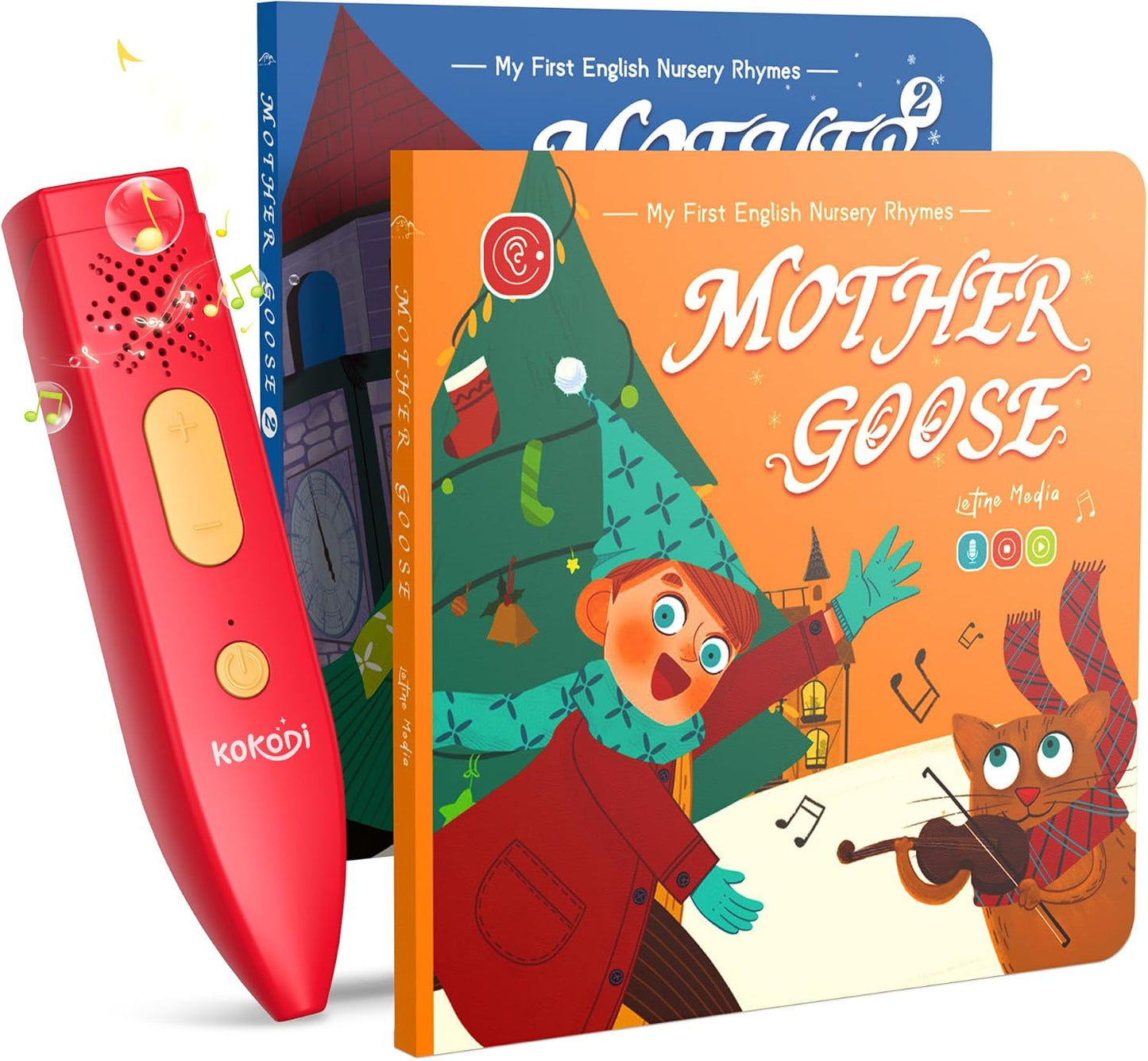 KOKODI Talking Pen Books Set, Interactive Audio Nursery Rhymes with Learning Pen, Educational Sensory Toy, Early Learning Gift for Toddlers Kids, Birthday & Christmas Gifts for Boys Girls Age 2-6