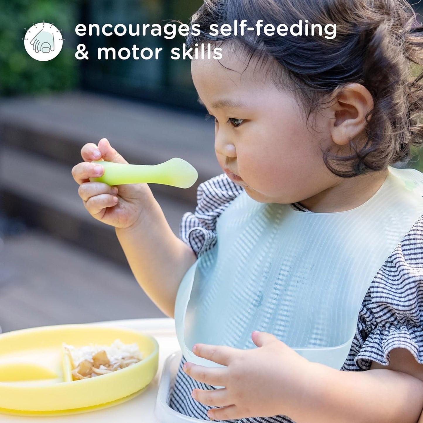 Olababy 100% Silicone Soft-Tip Training Spoon for Baby Led Weaning 2pack (Pearl/Blueberry)