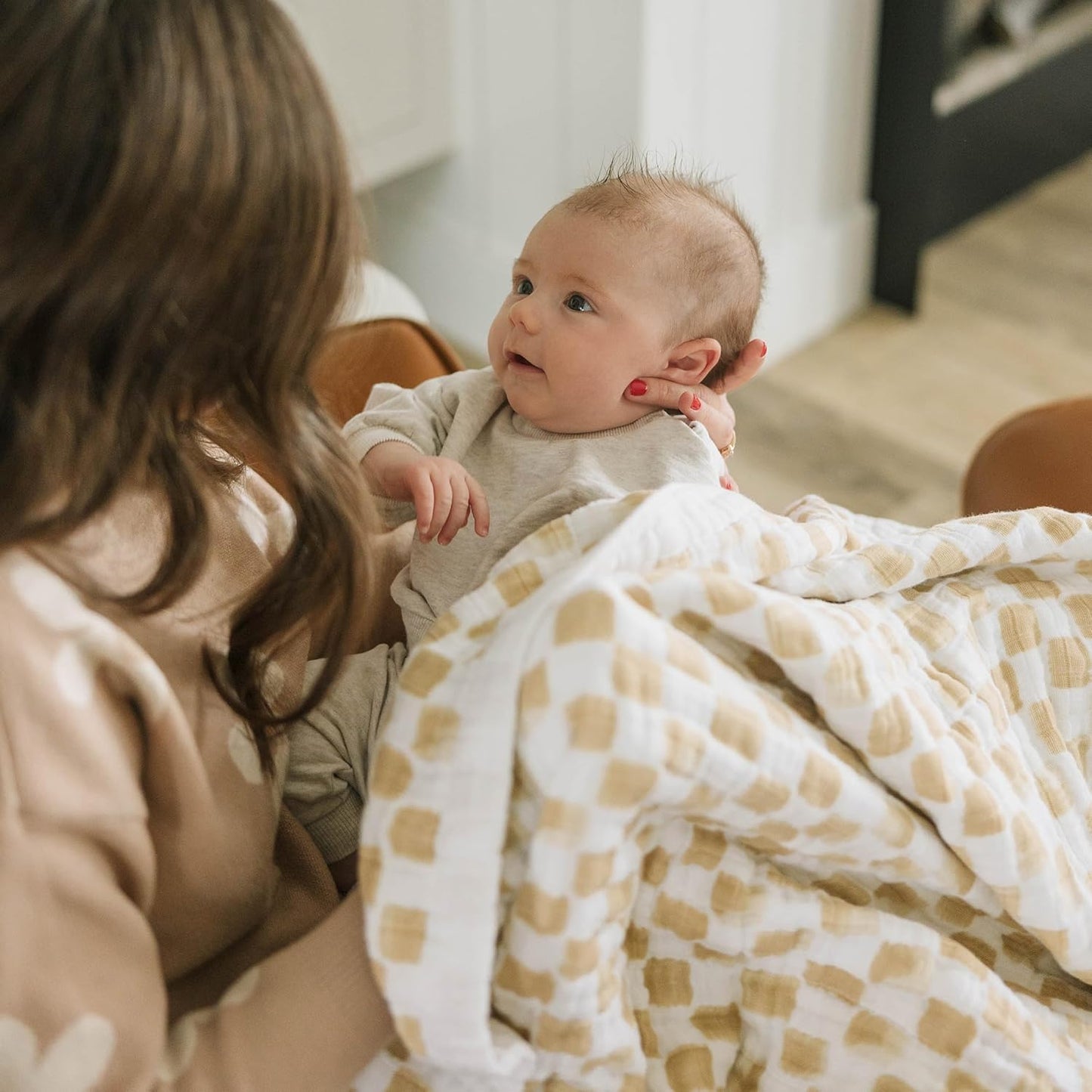 Little Unicorn Newborn Receiving Quilt | Ultra- Soft, Multi-Layered Muslin Fabric | Gift for Newborns & on-The-go (Adobe Checker)