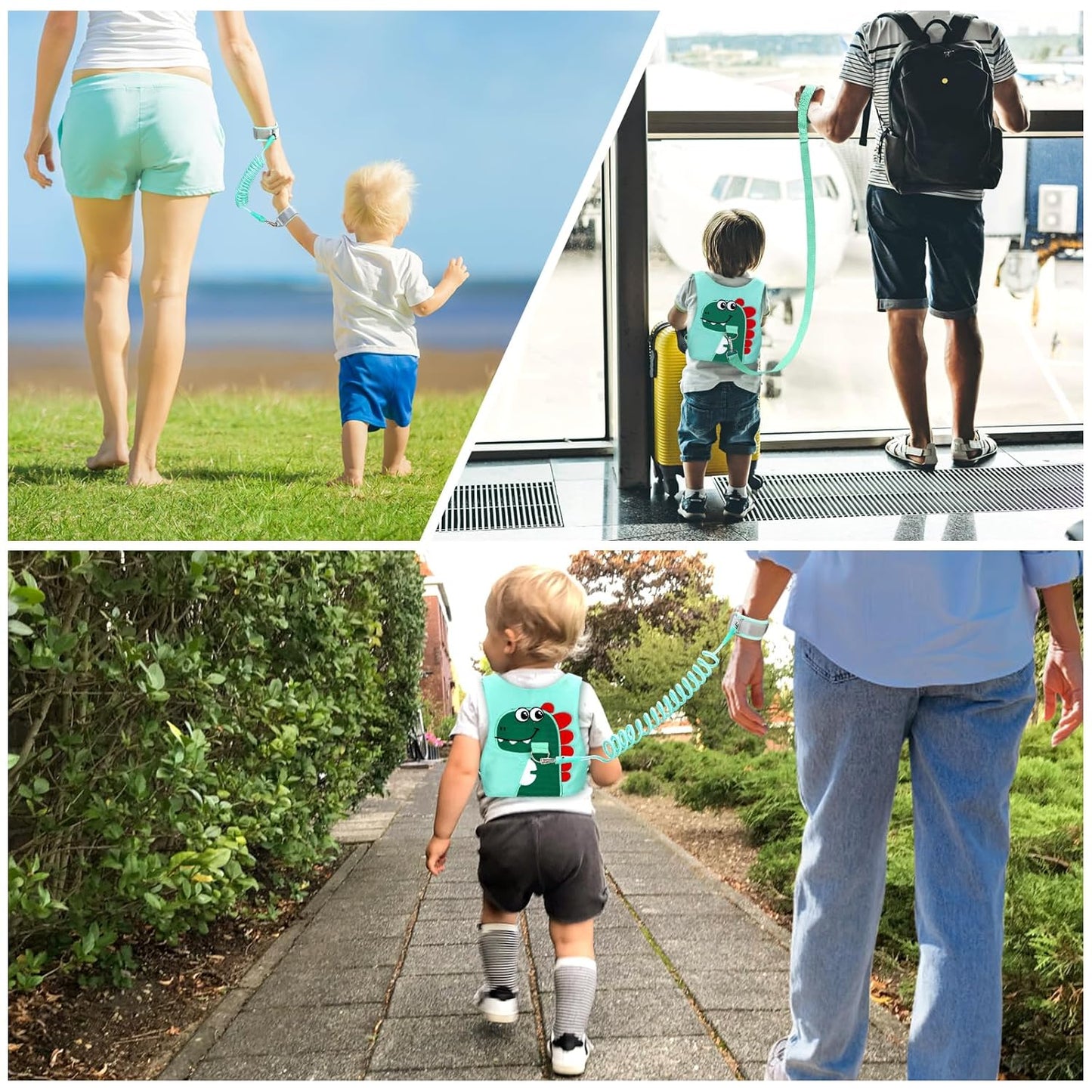 Toddler Leash-Baby Walking Safty Harness and Child Anti Lost Wrist Link for Girls/Boys Travel (Green)