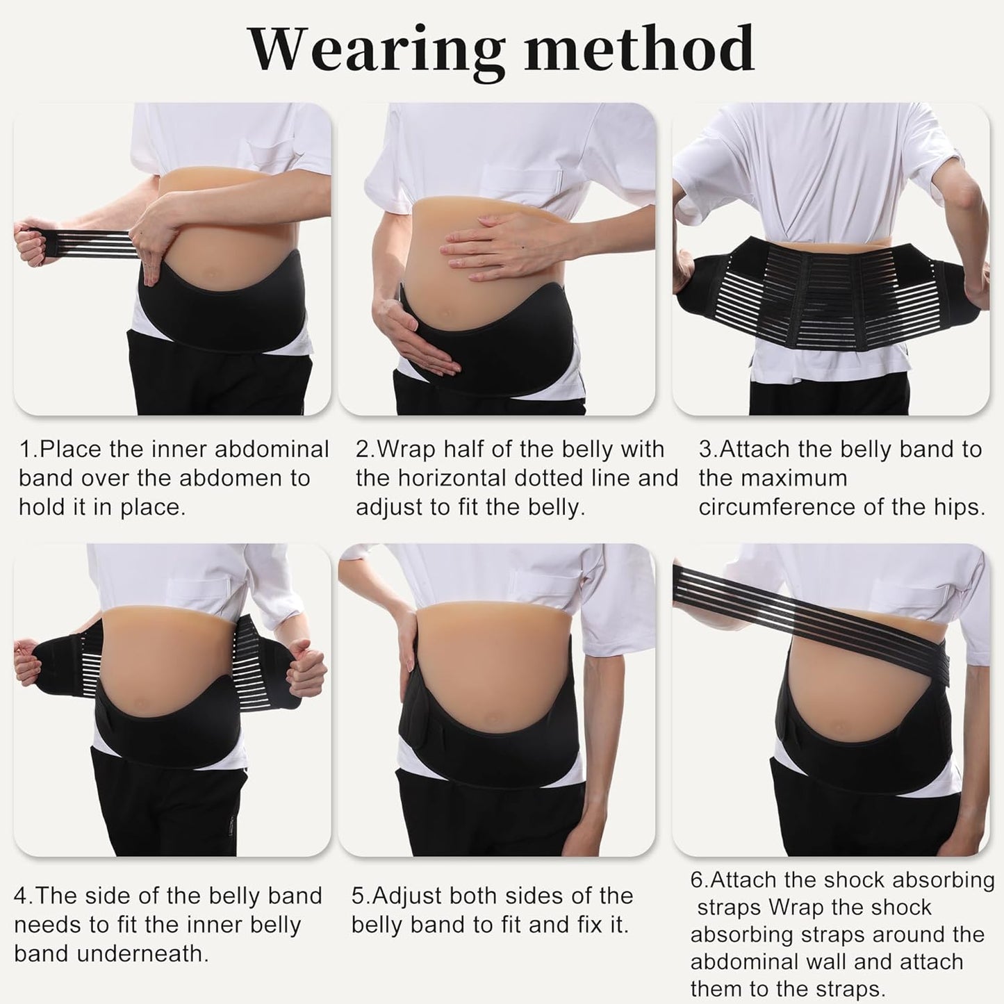 Pregnancy Belly Band, Breathable Belly Support Brace, Pregnancy Support Belt, Lightweight Abdominal Binder, for Abdomen, Pelvis, Black, Small, 1 Set
