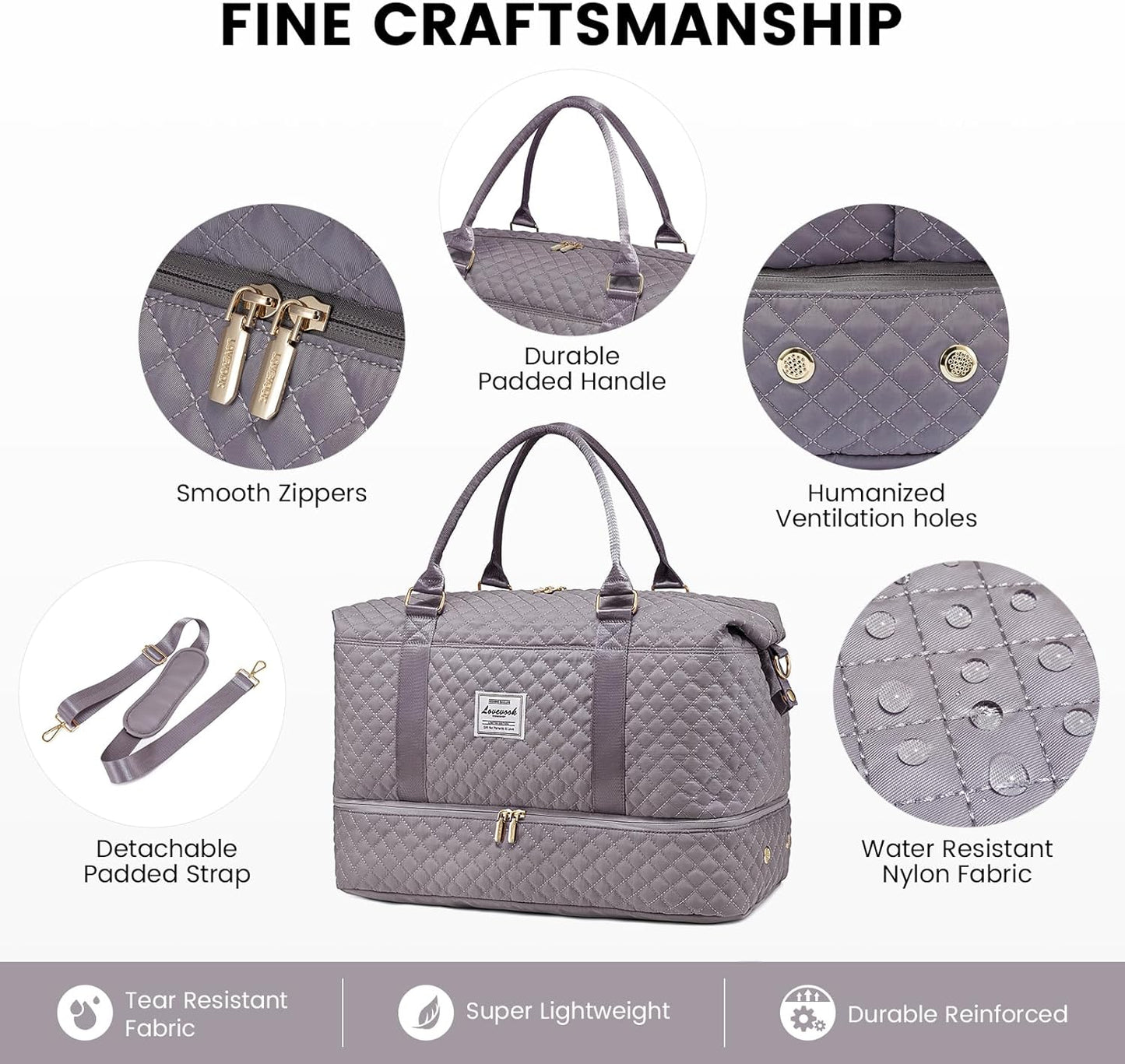 LOVEVOOK Travel Duffle Bag,Weekender Bags for Women with Shoe Compartment，Carry on Overnight Bag with Toiletry Bag,Gym Duffel Bag with Wet Pocket, Hospital Bags for Labor and Delivery