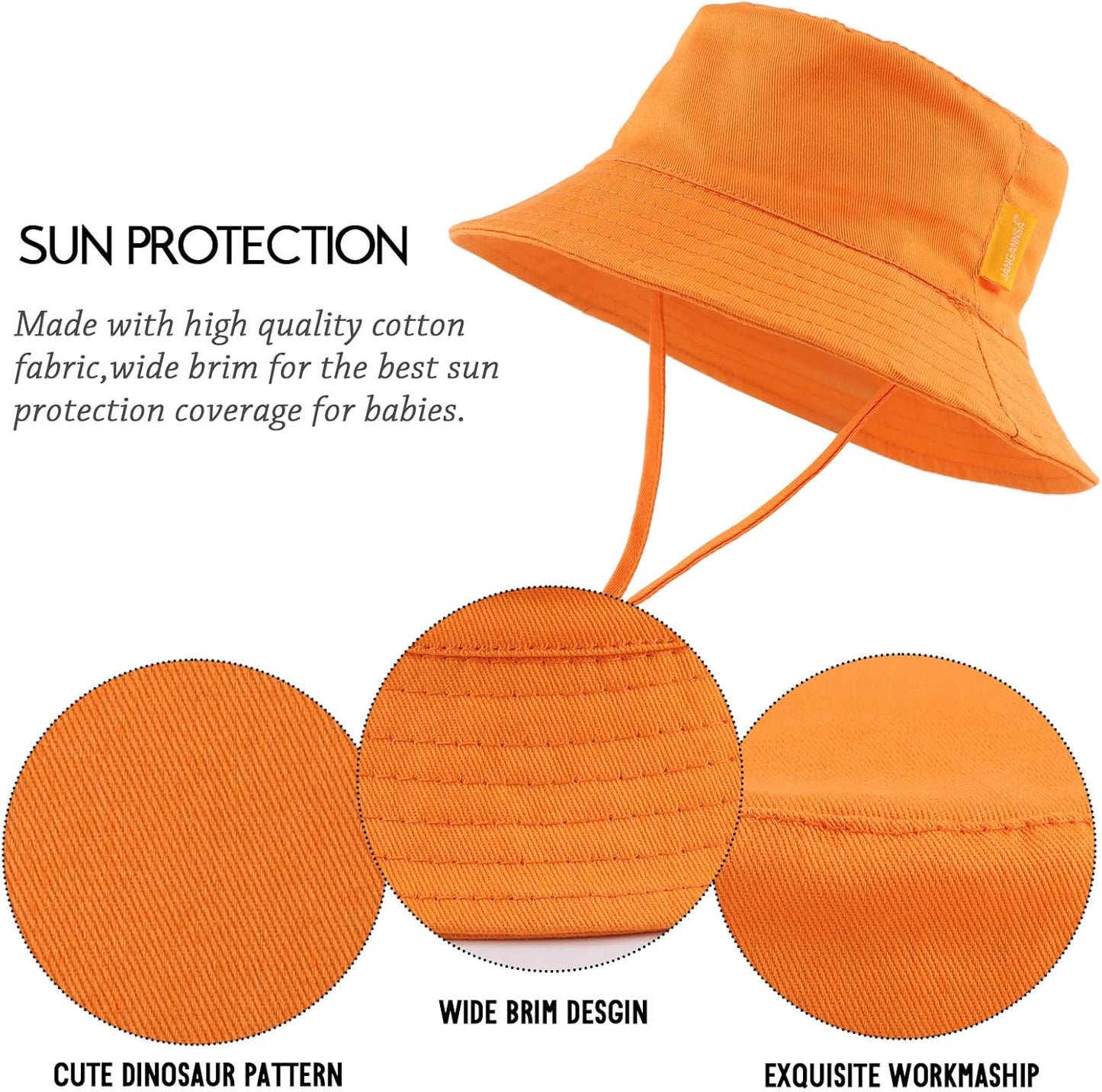 JANGANNSA Cotton Baby Sun Hat Infant Toddler Boys Girls Bucket Hats Summer Sun Protection Kids Beach Caps