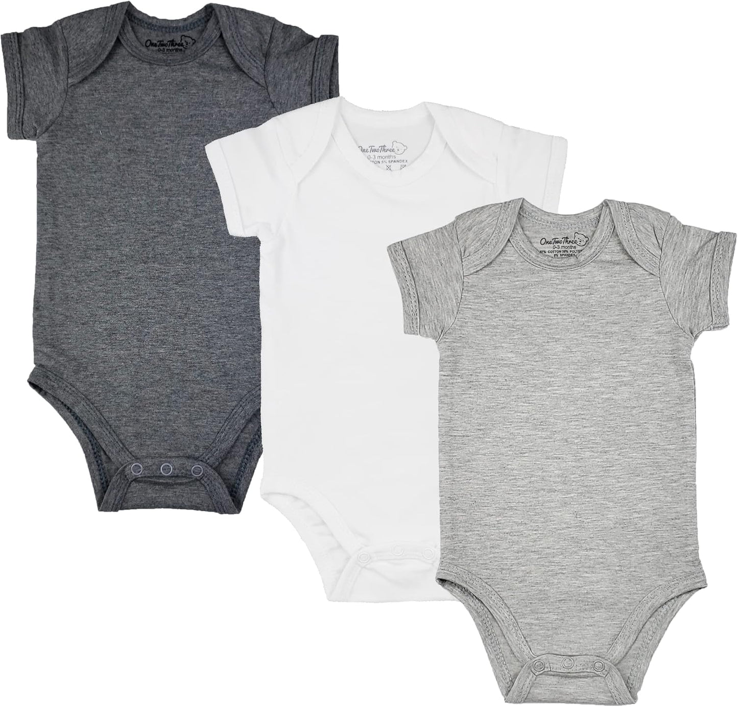 123 Bear Baby Cotton Spandex short-sleeve bodysuits unisex boy girl