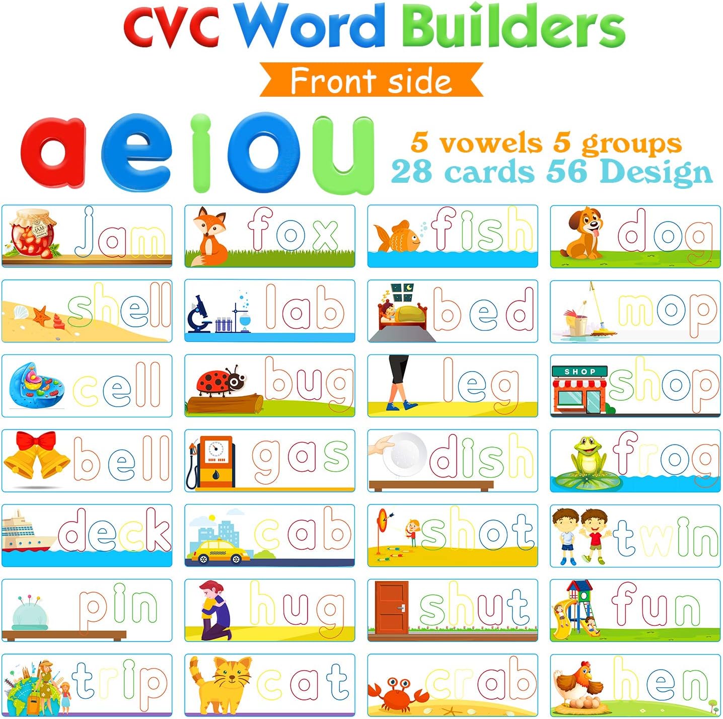 SpringFlower See & Spell Matching Letter Toy,Learning Educational Toy For 3 4 5 6 Years Old Boys And Girls,Preschool Learning Activities,Shape & Color Recognition Game,Cvc Word Builders For Kids,80Pcs