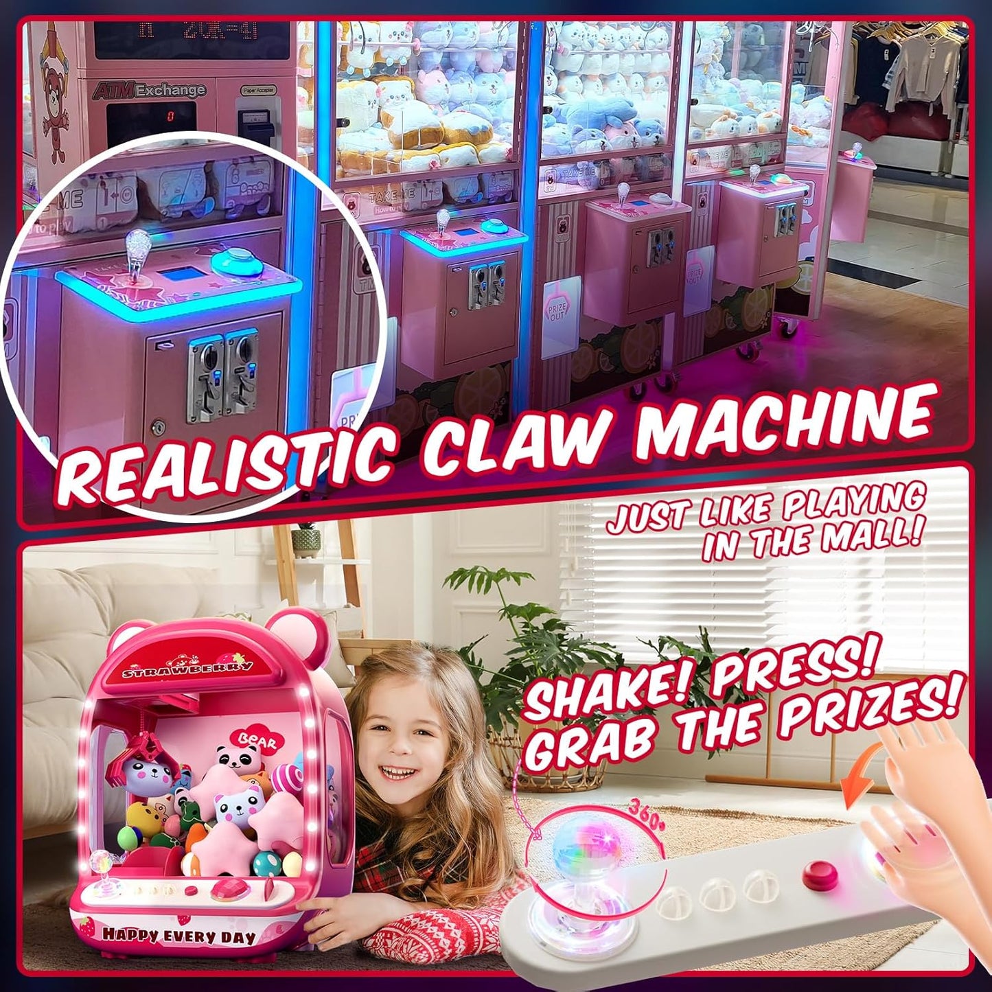 Skirfy Claws Machines for Kids,Unicorns Toys for Girls Age 6+,Mini Vending Machine with Plush Toys,Candy Dispenser Machine,Claws Game Machine,Easter Birthday Gifts for Kids