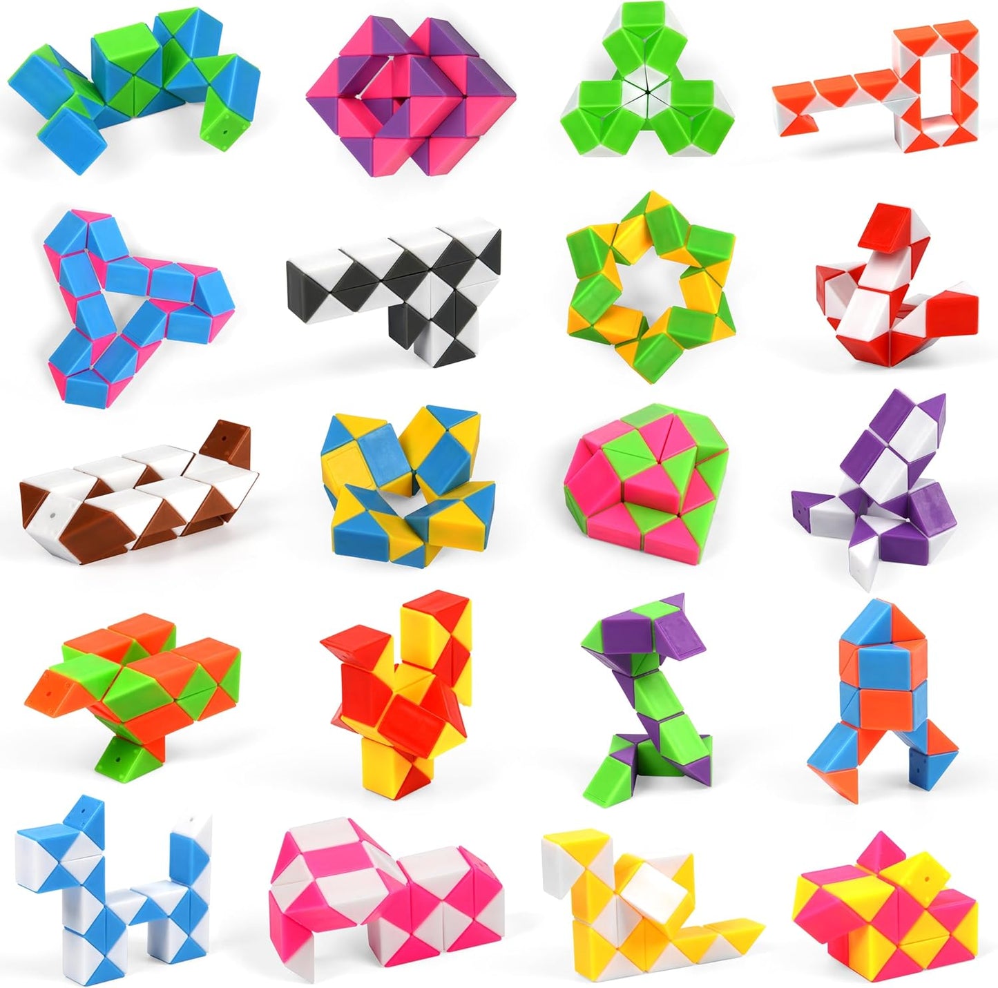 26 Pack 24 Blocks Magic Snake Cube Toy,Fidget Mini Snake Cube Puzzle Toy for Kids,Mini Plastic Puzzle Cube Toy for Kids Party Supplies,Classroom Rewards