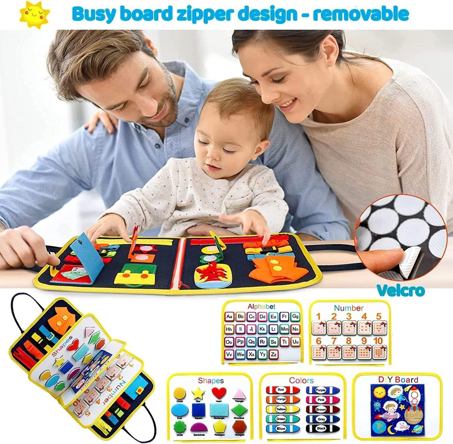 MORNOR Busy Board Montessori Toys for Toddlers Sensory Toys Gifts for 1 2 3 4 Year Old Girls & Boys Preschool Learning Activities Educational Travel Toy for Fine Motor Skills (Blue)