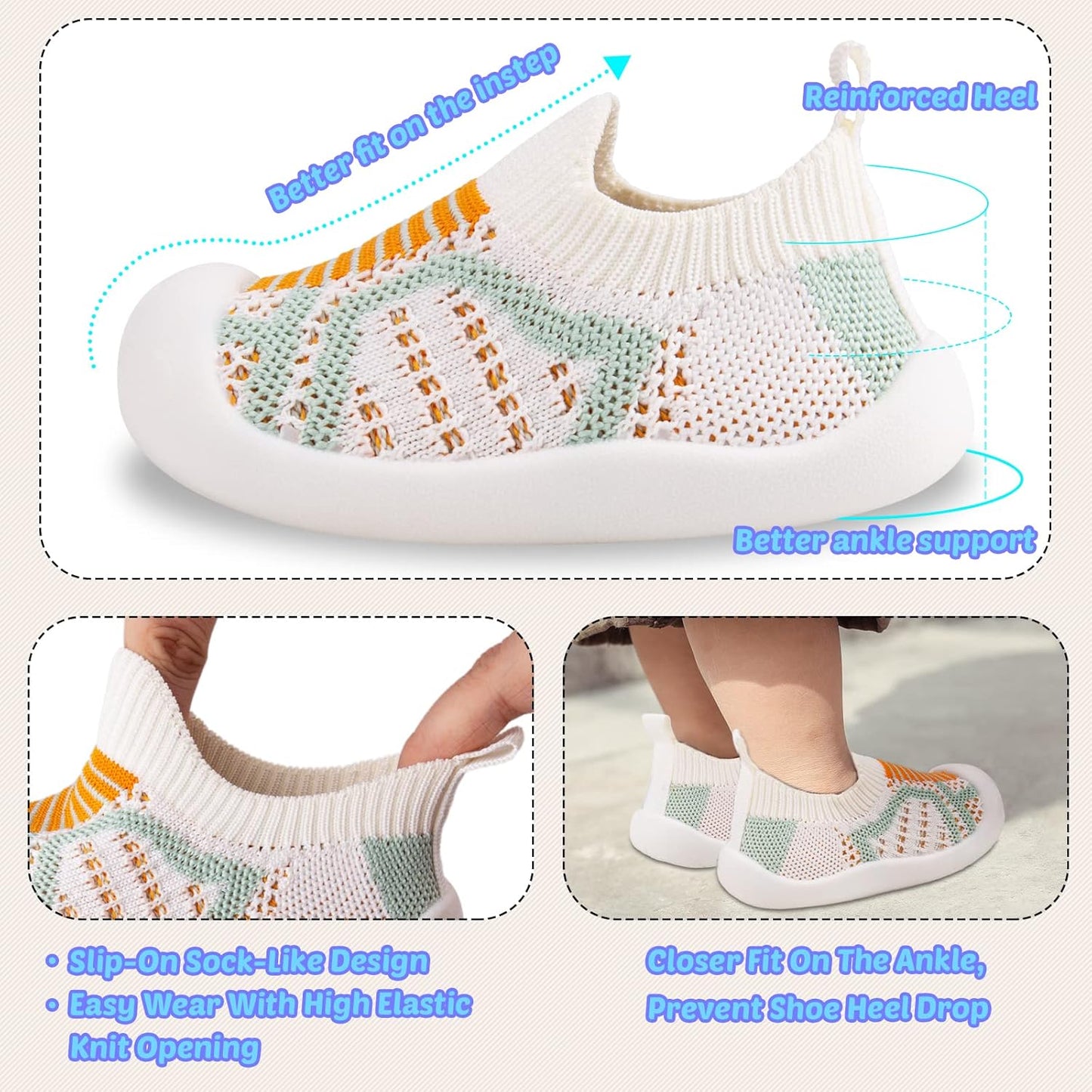 Charrost Toddler Baby Girl Boy First Walking Shoes Checkered Sneakers Sizes 3/4/5/6/7/8T. Soft, Cute,Flexible for First Walkers. Non-Slip, Slip On, Wide Toe Box Indoors Outdoors