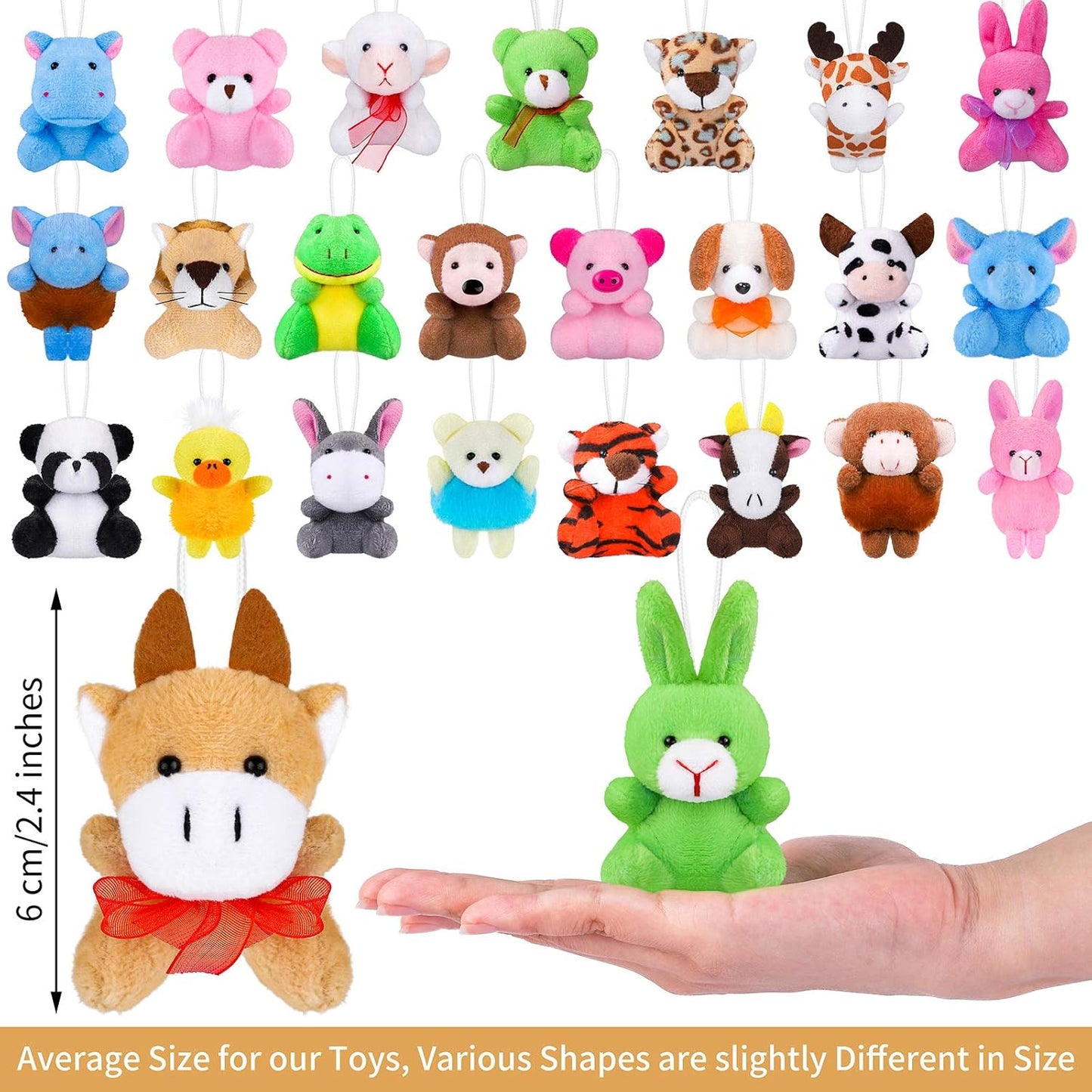 Ruisita 32 Pack Mini Plush Animals Toys Set, Jungle Animal Plush Toys Stuffed Animals Set for Easter Hunts, Basket Stuffers, Easter Party Favor, Goodie Bag Fillers