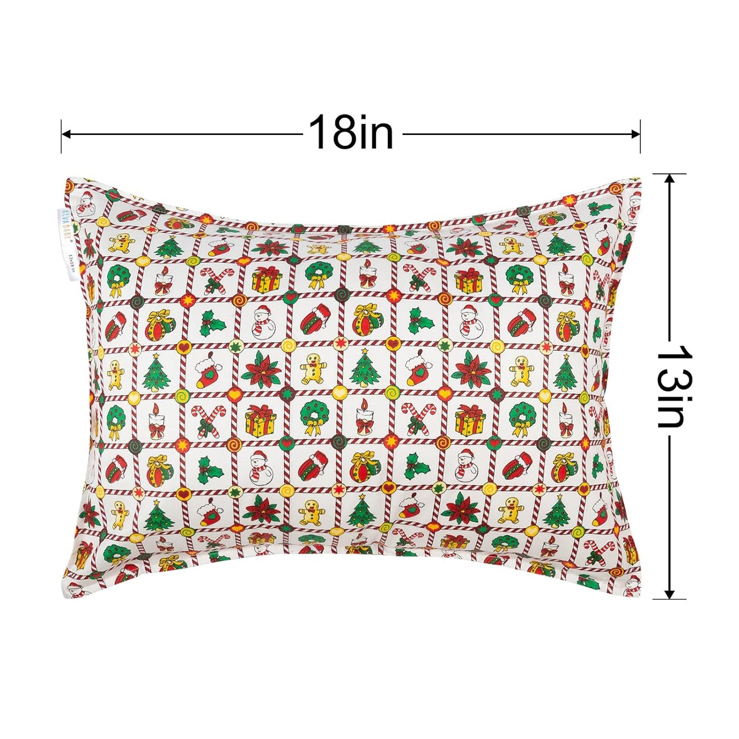 ALVABABY Toddler Pillowcases 2 Pack Organic Cotton Kids Pillow Cover Fit 13"x 18" or 12"x16" Envelope for Girl Boy Sleepy Travel(Pillowcase Only)