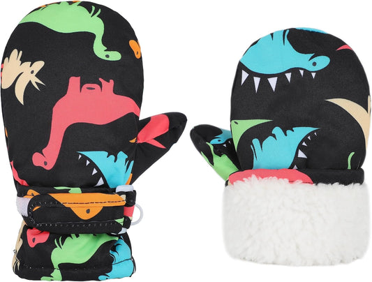 Toddler Gloves Kids Mittens Winter Warm Lined Fleece Gloves Waterproof Snow Baby Mitten for Boys Girls