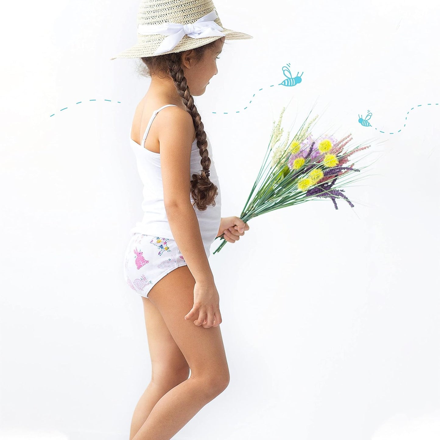 Lucky & Me Girls 100% Organic Cotton Underwear Briefs, Gracie 7 Pack