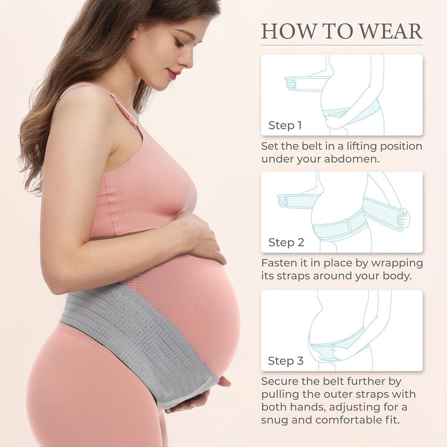 Pregnancy Belly Bands Maternity Support for Pregnant Women, Back Waist Abdomen Pelvic Pain Relief, Breathable Ergonomic Adjustable Large Size