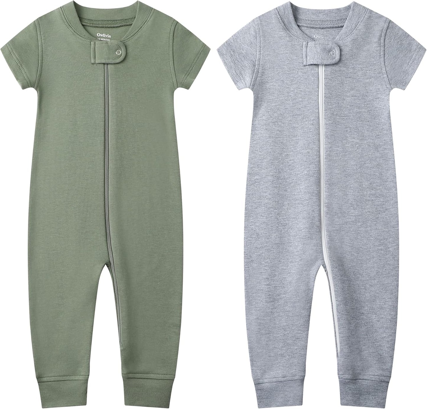 Owlivia Baby Boy Romper, Unisex Short-sleeve Summer Outfit, 100% Organic Cotton Girl One-Piece Jumpsuit