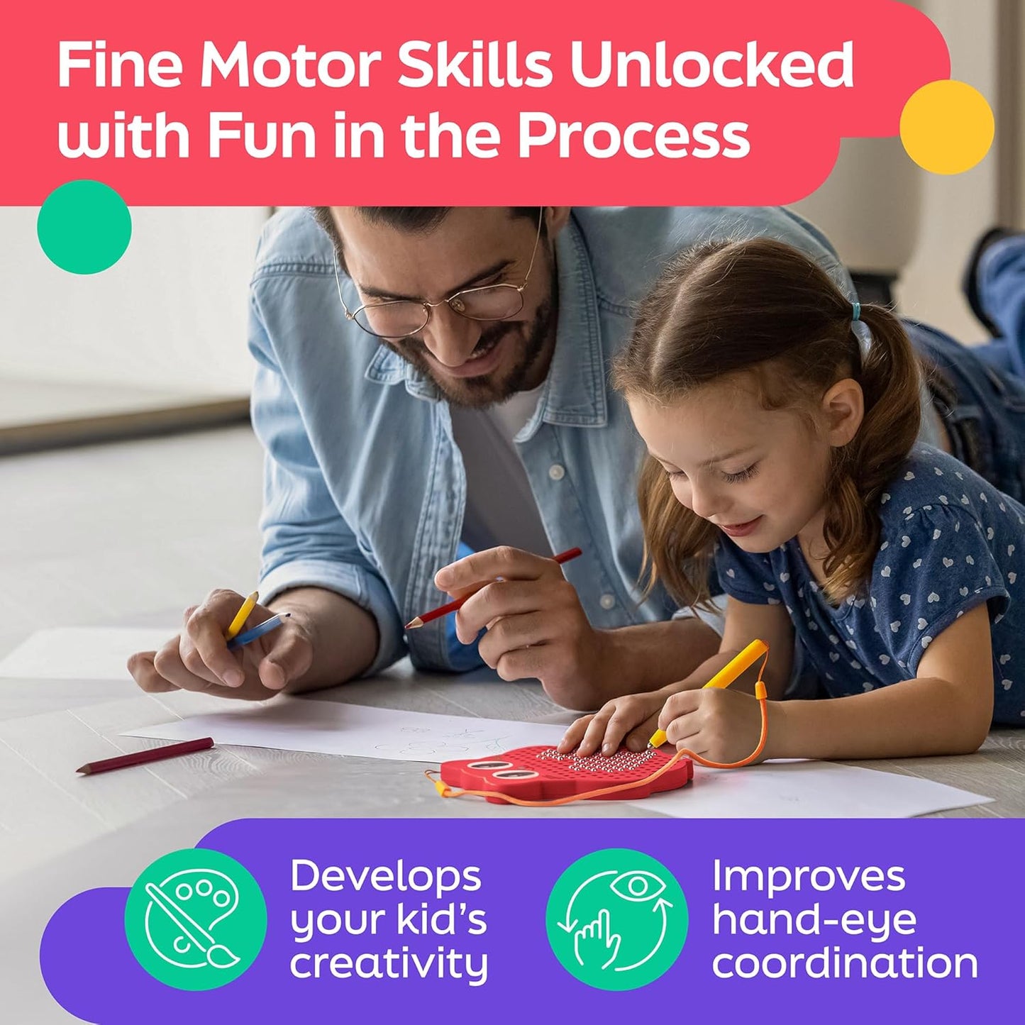 Magnetic Drawing Board for Kids & Toddlers with Beads and Magnet Stylus Pen - Magnetic Travel Toy for Airplane & Car Ride Activities for Kids