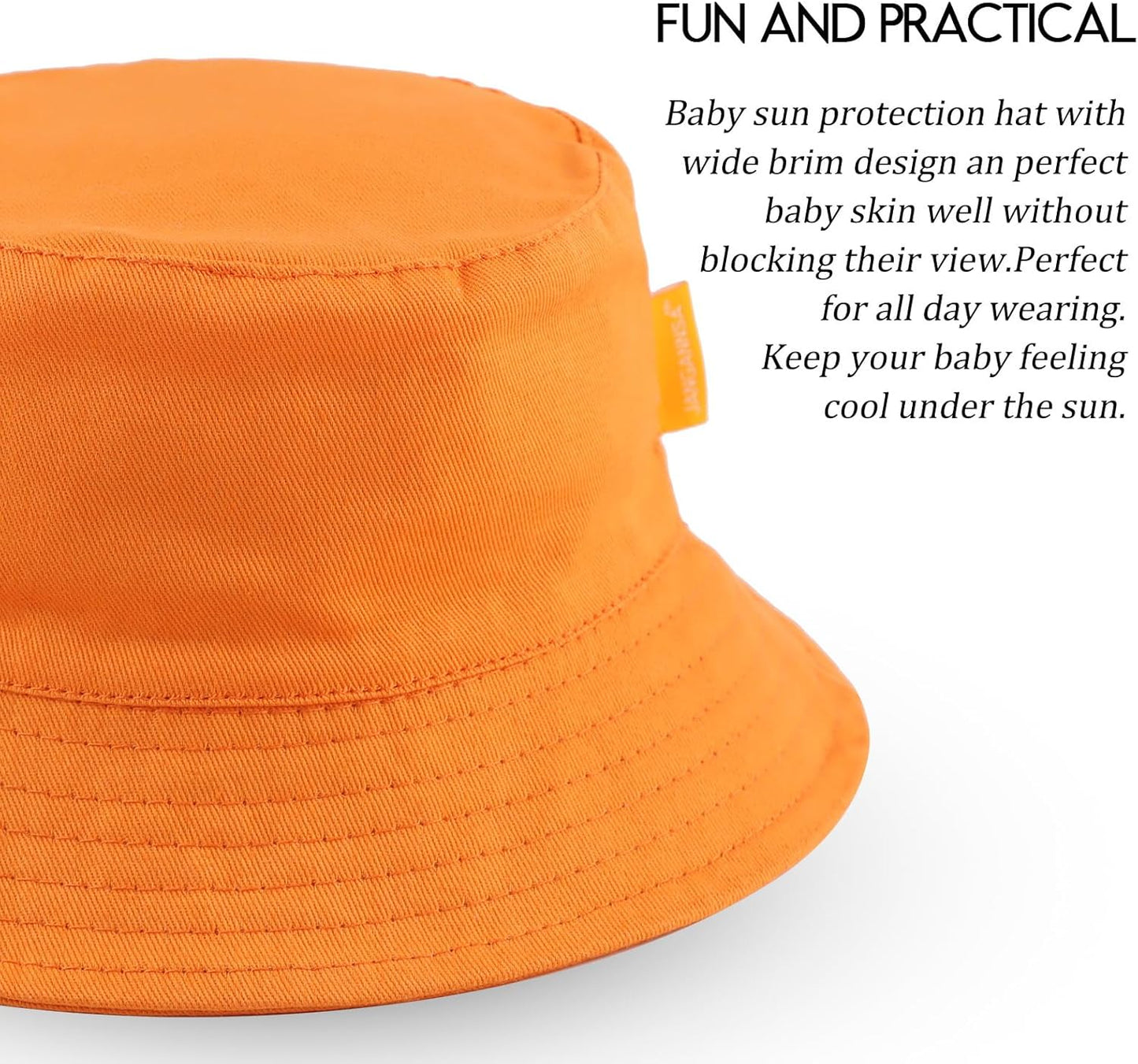 JANGANNSA Cotton Baby Sun Hat Infant Toddler Boys Girls Bucket Hats Summer Sun Protection Kids Beach Caps
