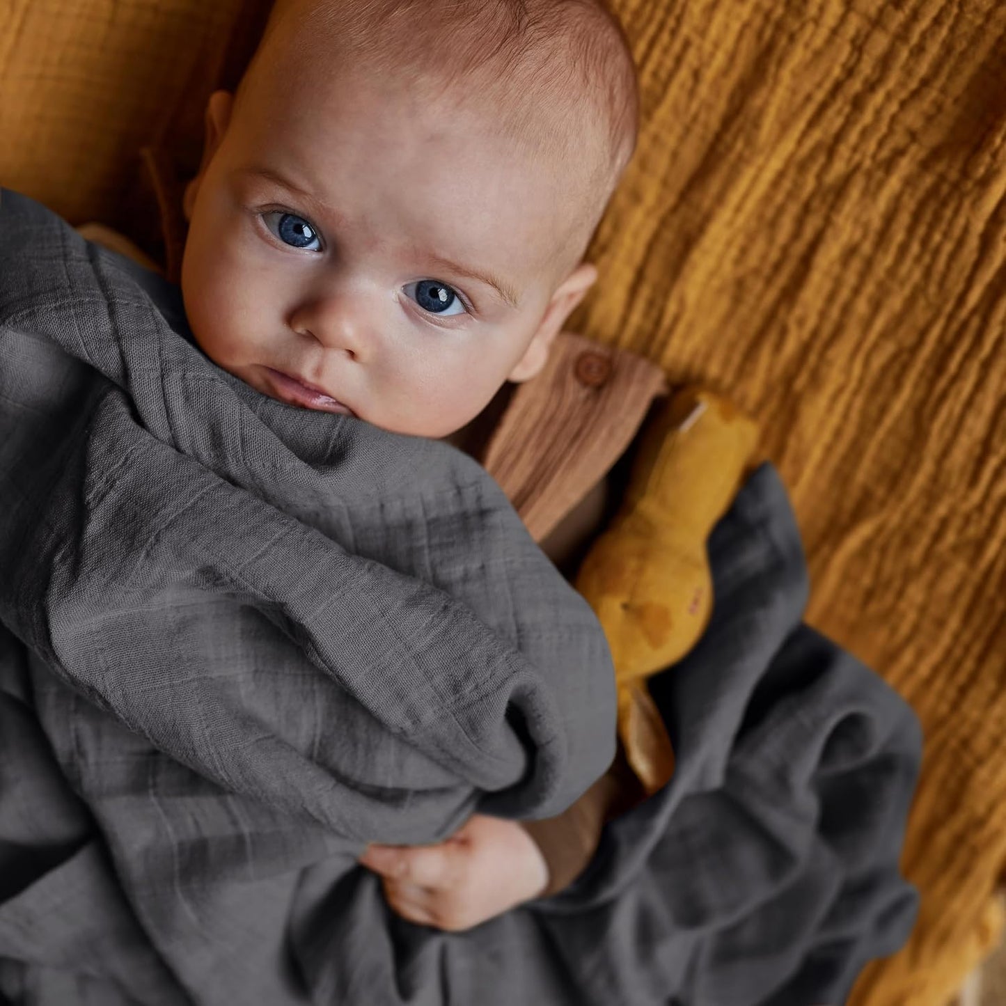 Swaddle - 100% Organic Cotton - Muslin Swaddle Blankets for Newborn, 47" x 47" (Soft Grey)