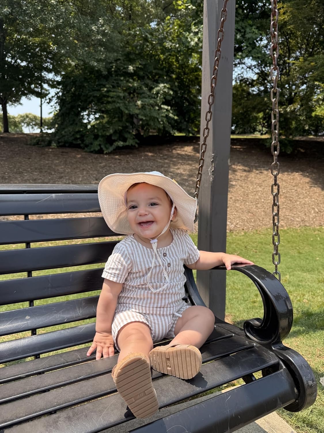 HONGTEYA Baby Sun Hat Toddler Girl Beach Hat Adjustable Outdoor Summer Hat UPF 50+ Sun Protection Wide Brim Infant Kids