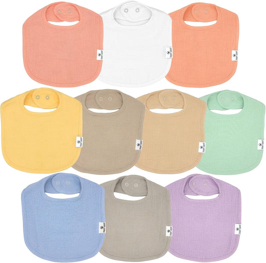 DiaperSquad's Baby Bibs for Drooling and Teething, Bibs for Boys, Baby Girl - Solid Cotton Baby Drool Bibs