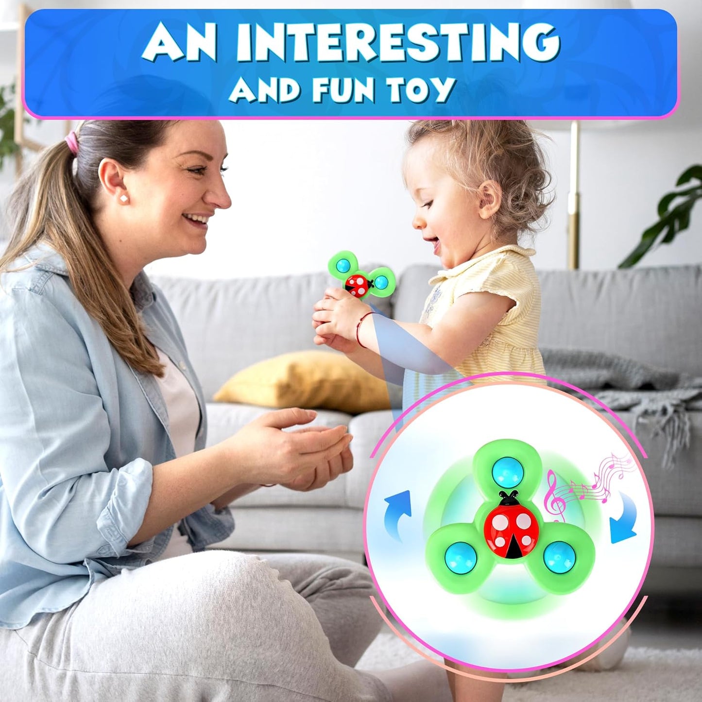 3Pcs Suction Cup Spinner Toy for Baby - Suction Fidget Spinner for Baby Bath Spinning Toy High Chair Toys with Suction Cups - Baby Suction Cup Toys for Babies Toddler Fidget Toys Suction Toys