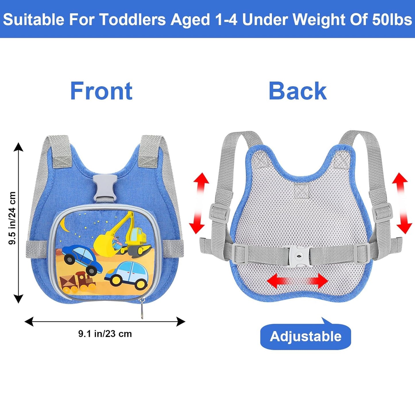 Accmor Toddler Harness Leash + Reflective Anti Lost Wrist Link, Cute Car Kids Back Pack with Hand Strap Collapsible Child Walking Restraint Belt Tether Hold Baby Boys Close For Outdoor Travel