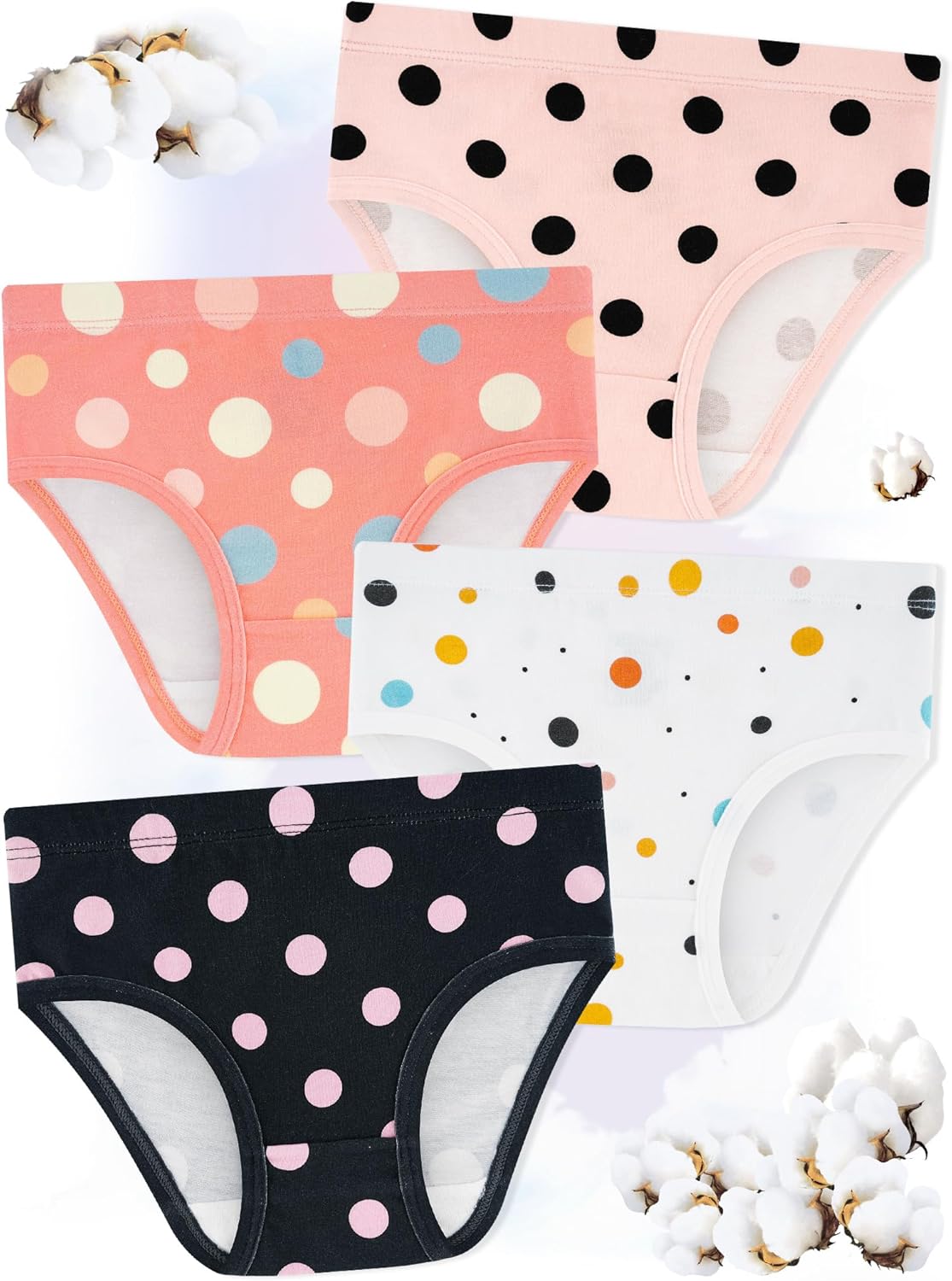 Girls' Underwear,Soft Cotton Tagless Panties for Toddlers' & Little Kids Comfort,Breathable Briefs,8-Pack