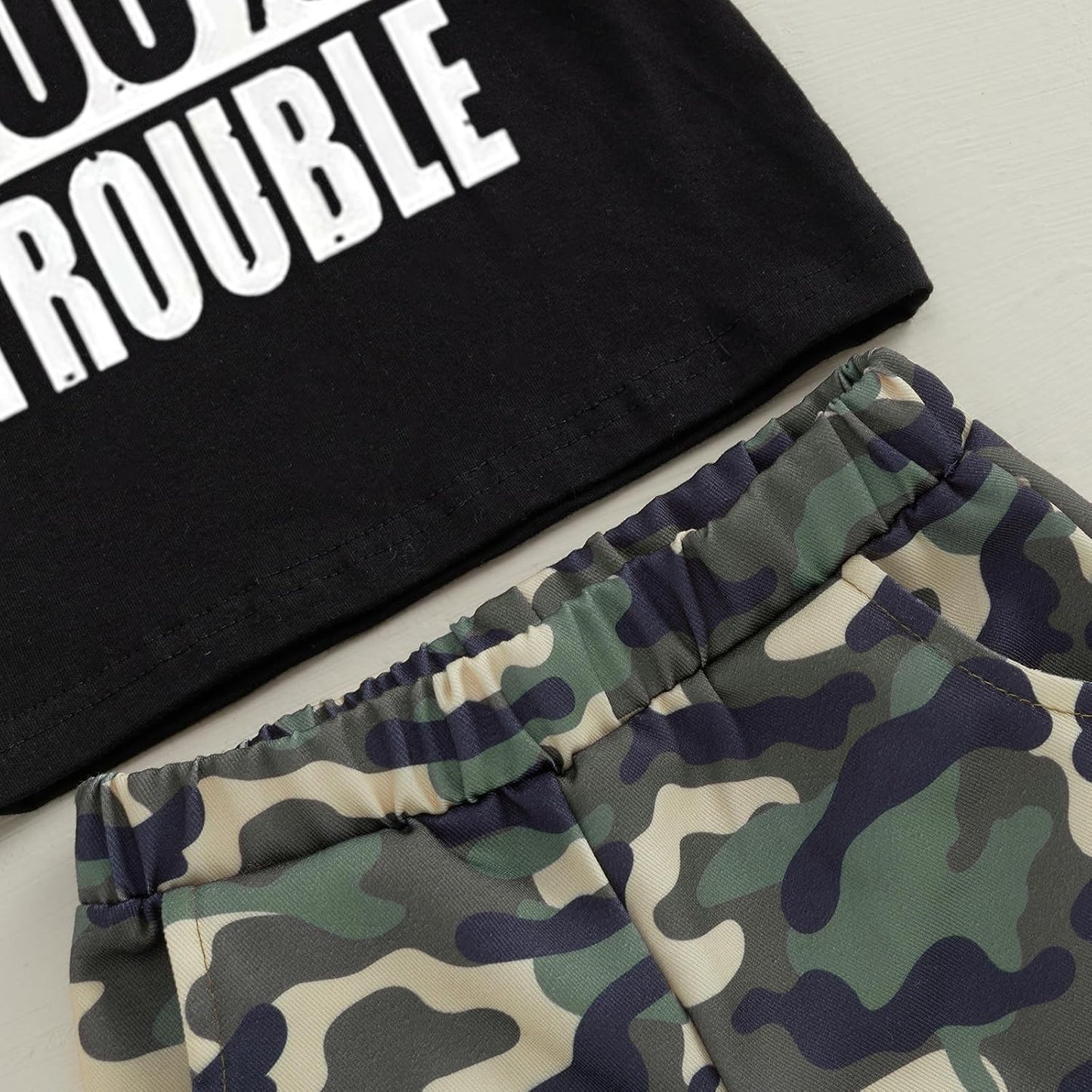 wdehow Toddler Kids Baby Boy Summer Clothes Sets 1T 2T 3T 4T 5T Letter Print Short Sleeve Tops Camouflage Shorts Outfits