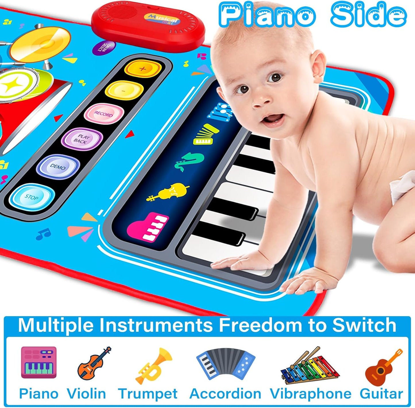 Baby Toys for 1 Year Old: Baby Musical Mat Toddler Toys Age 1-2 - 2 in 1 Piano Drum Babies Play Mat - Infant Music Toy 12-18 Months Babies Birthday Valentines Gifts for 1 2 3 Year Old Boys Girls