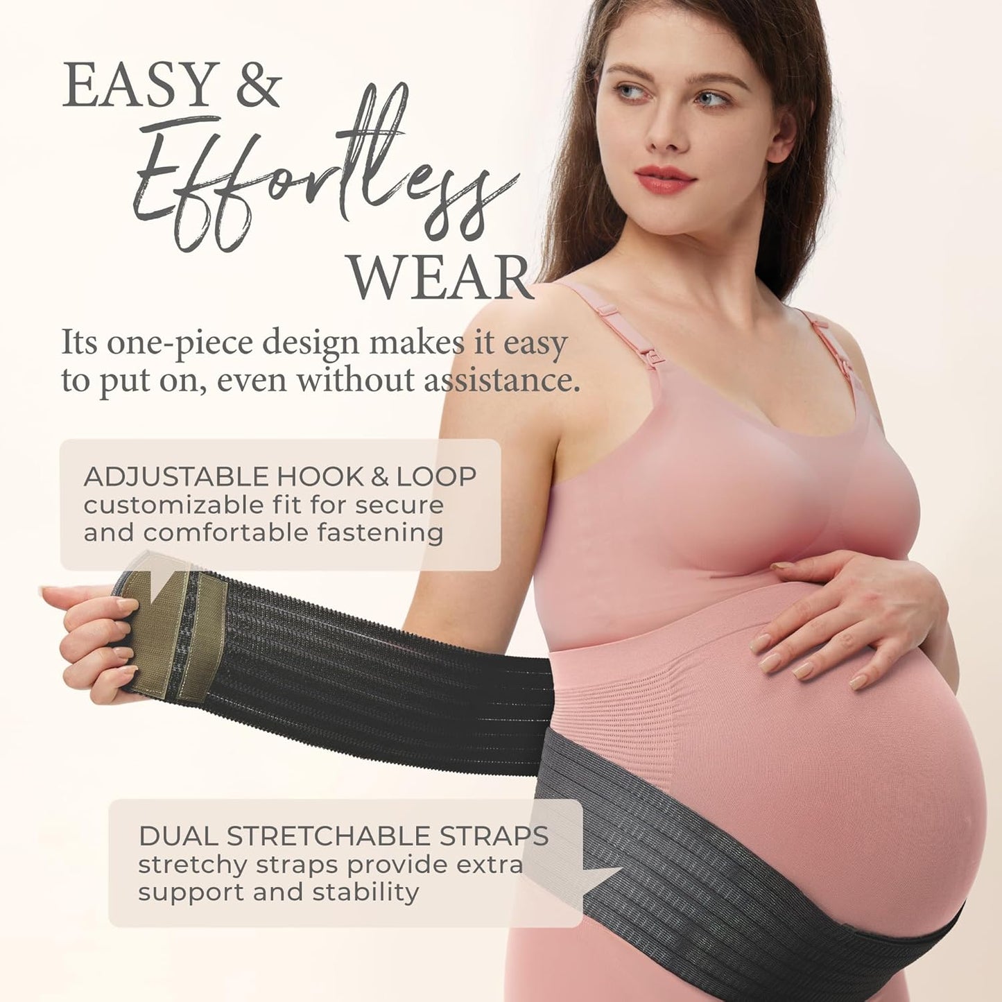 Pregnancy Belly Band Wrap, Polyester from Premium Nano Bamboo Charcoal Fiber, Back Pain Relief, Ergonomic Maternity Support Belt, C-Section Recovery Binder, Pelvic and Abdominal Support