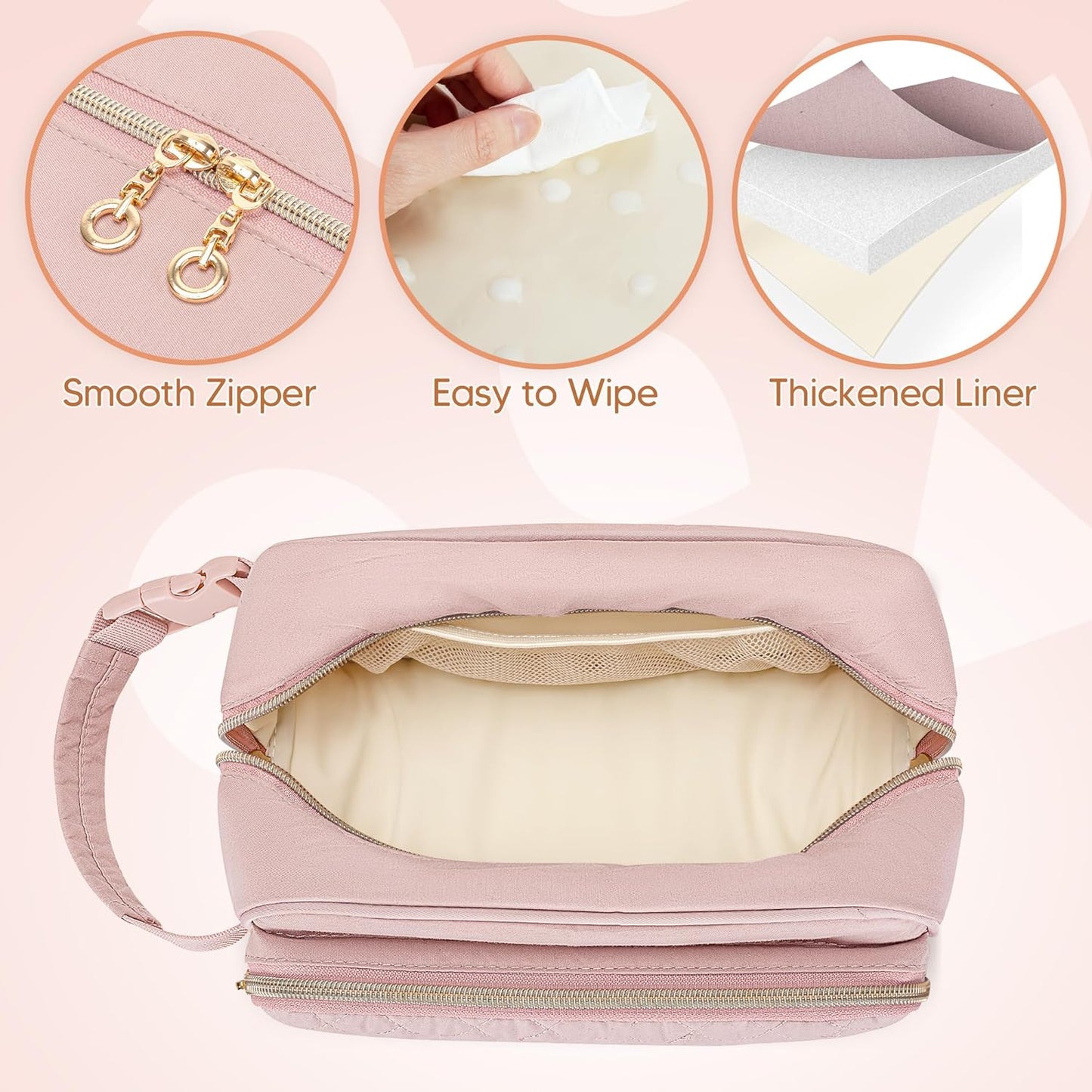 Damero Breastmilk Cooler Bag with 4 Ice Packs, Breast Milk Cooler Travel Bag Fit for Milk Bags or Bottles, with Buckle Handle for Breastfeeding Moms Travel/Daycare, Pink