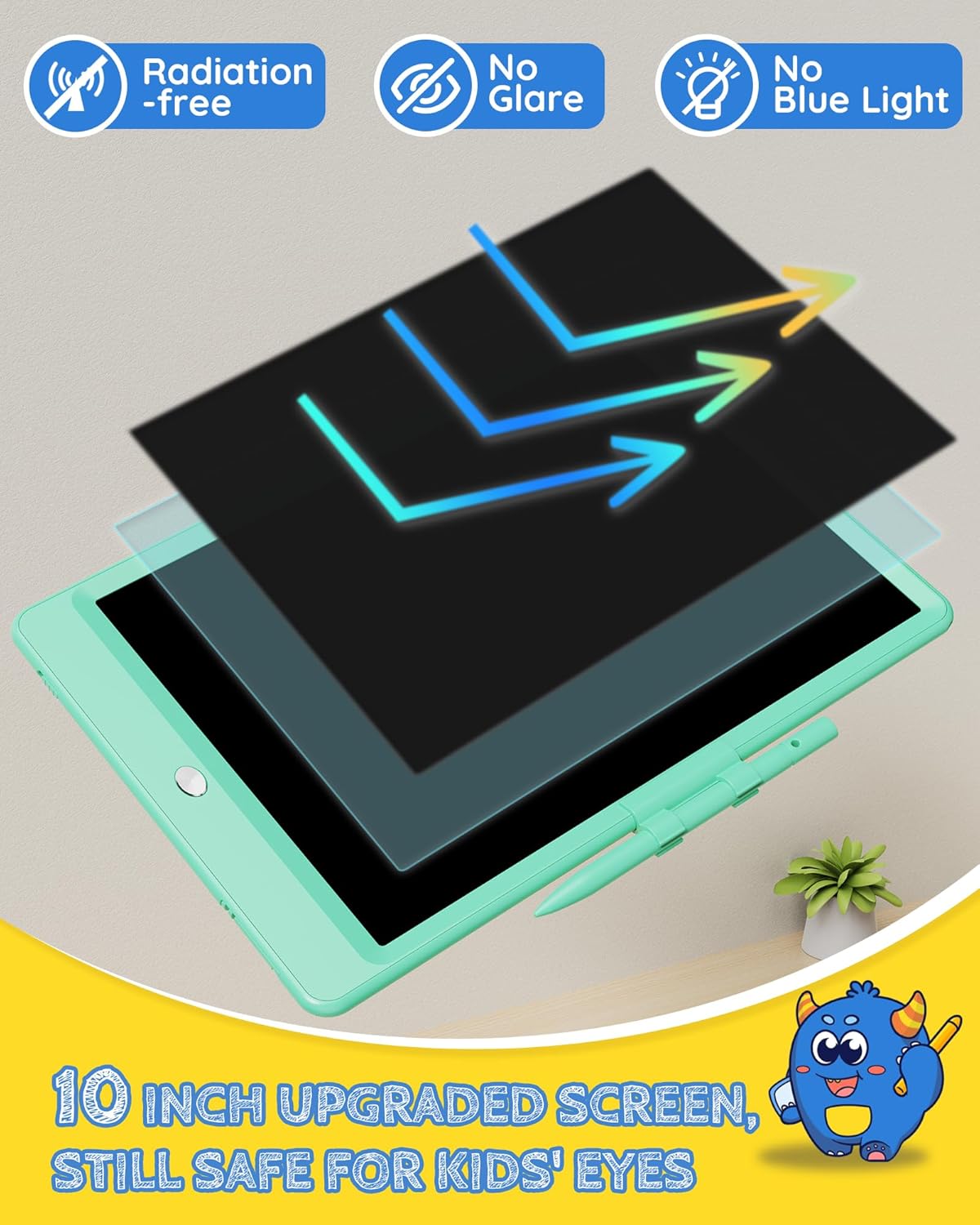 TEKFUN Kids Toys 10Inch LCD Writing Tablet, Mess Free Coloring Doodle Board, Drawing Pad for Kids Games Educational Toys for Ages 3-10 Girls Boys (Green)