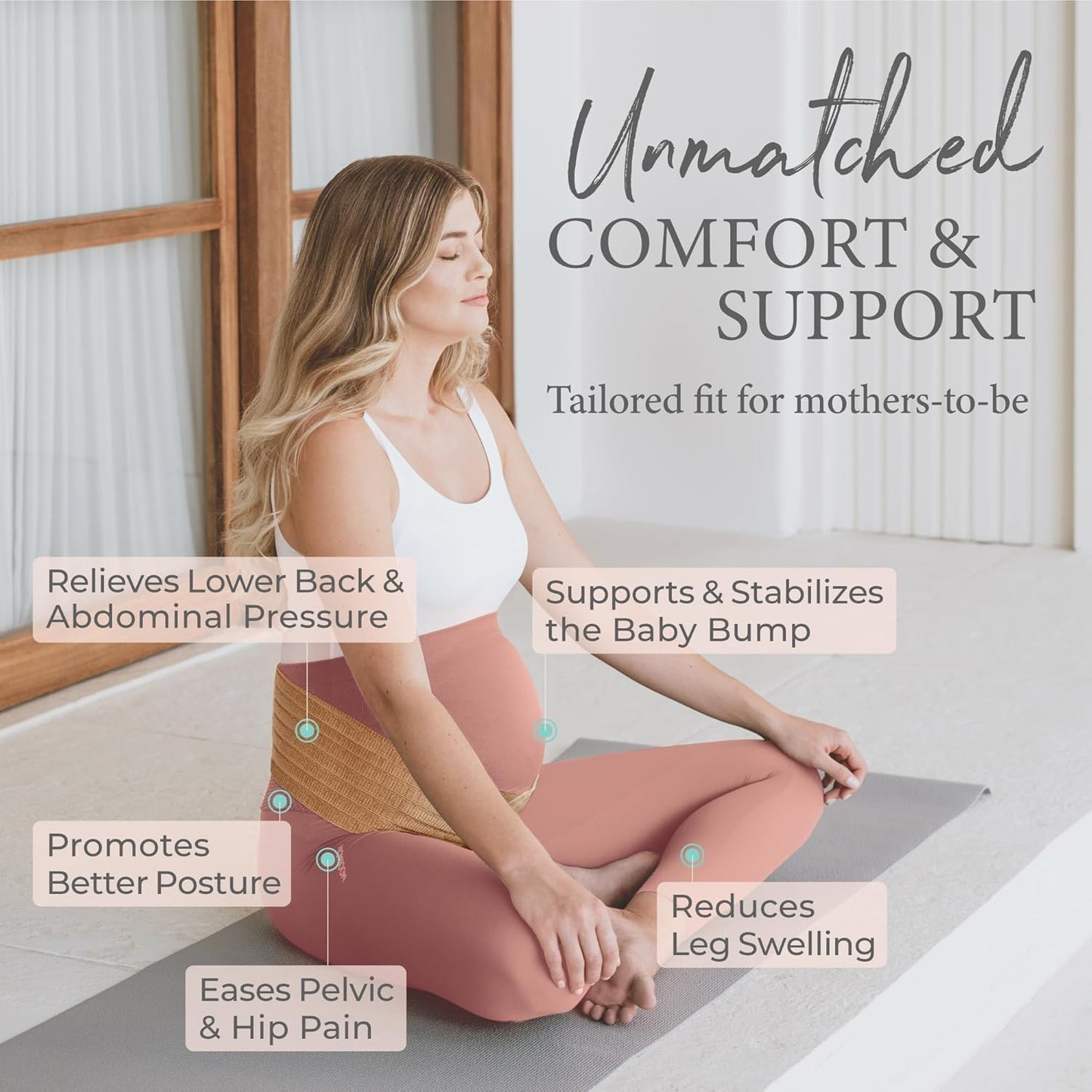 Pregnancy Belly Band Wrap, Polyester from Premium Nano Bamboo Charcoal Fiber, Back Pain Relief, Ergonomic Maternity Support Belt, C-Section Recovery Binder, Pelvic and Abdominal Support