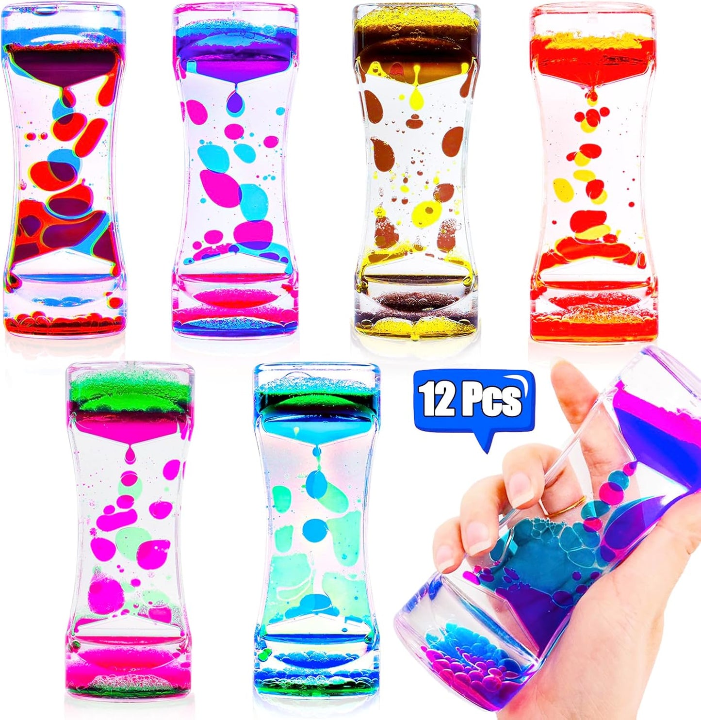 Liquid Motion Bubbler Sensory Toys,12 Pack Liquid Timer Fidget Toys for Adults, Calming Toys for Kids, Party Favors, Classroom Prizes, Christmas Goodie Bag Stuffers, Stocking Stuffers