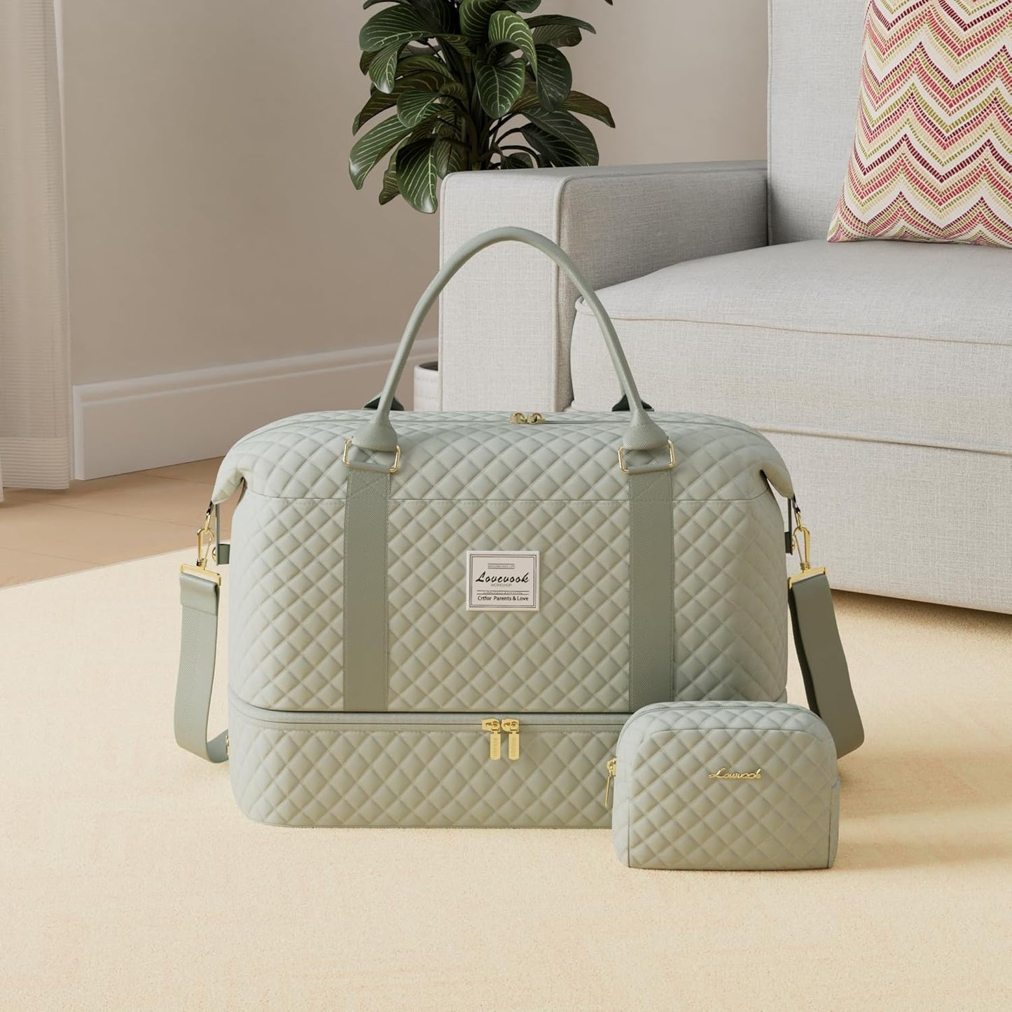 LOVEVOOK Travel Duffle Bag,Weekender Bags for Women with Shoe Compartment，Carry on Overnight Bag with Toiletry Bag,Gym Duffel Bag with Wet Pocket, Hospital Bags for Labor and Delivery