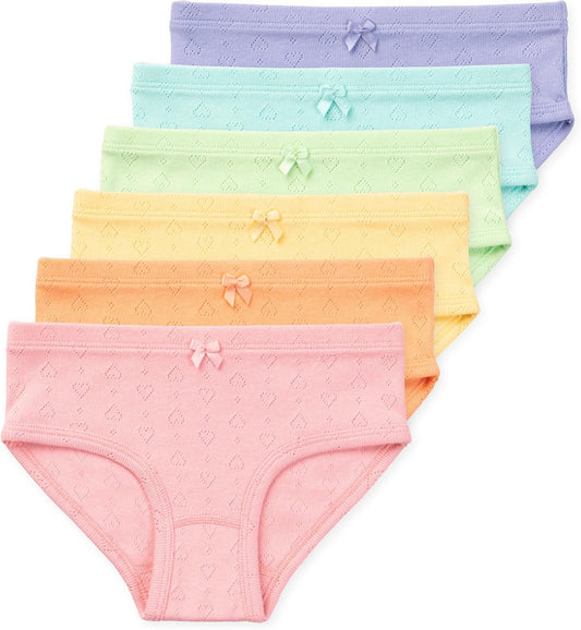 Lucky & Me Erica Girls Bikini 100% Organic Cotton Children's Underwear 6 Pack