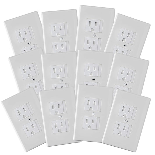 Safety Innovations Self-Closing Babyproof Outlet Covers - (for Center Screw Outlets Only) an Alternative to Wall Socket Plugs for Child Proofing, (12-Pack), (1-Screw), (White) White)