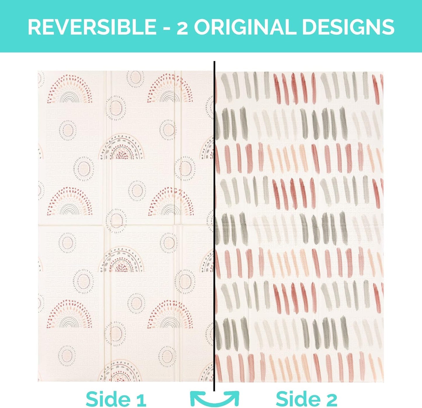 JumpOff Jo - Extra Large Waterproof Foam Padded Play Mat for Infants, Babies, Toddlers, Play Pens & Tummy Time, Foldable Activity Mat, 77 x 70 x 0.6 inches