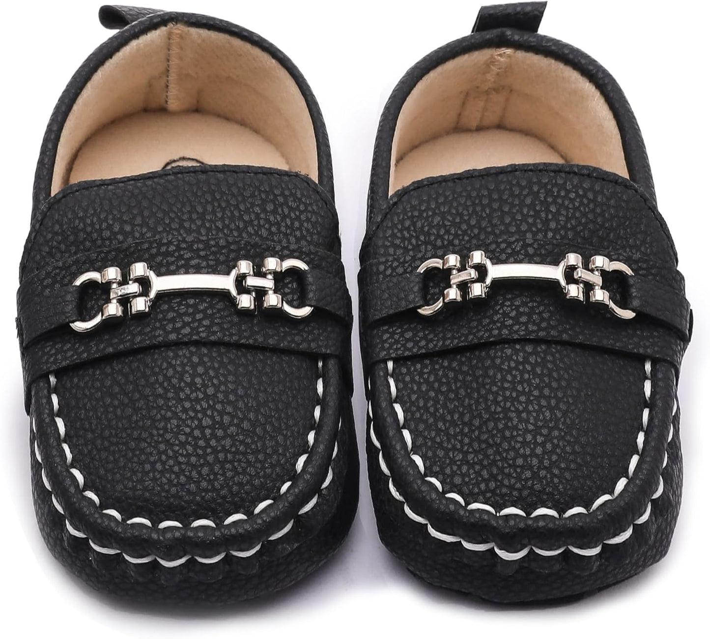 LONSOEN Baby Girls Boys Loafers Prewalker Dress Crib Shoes