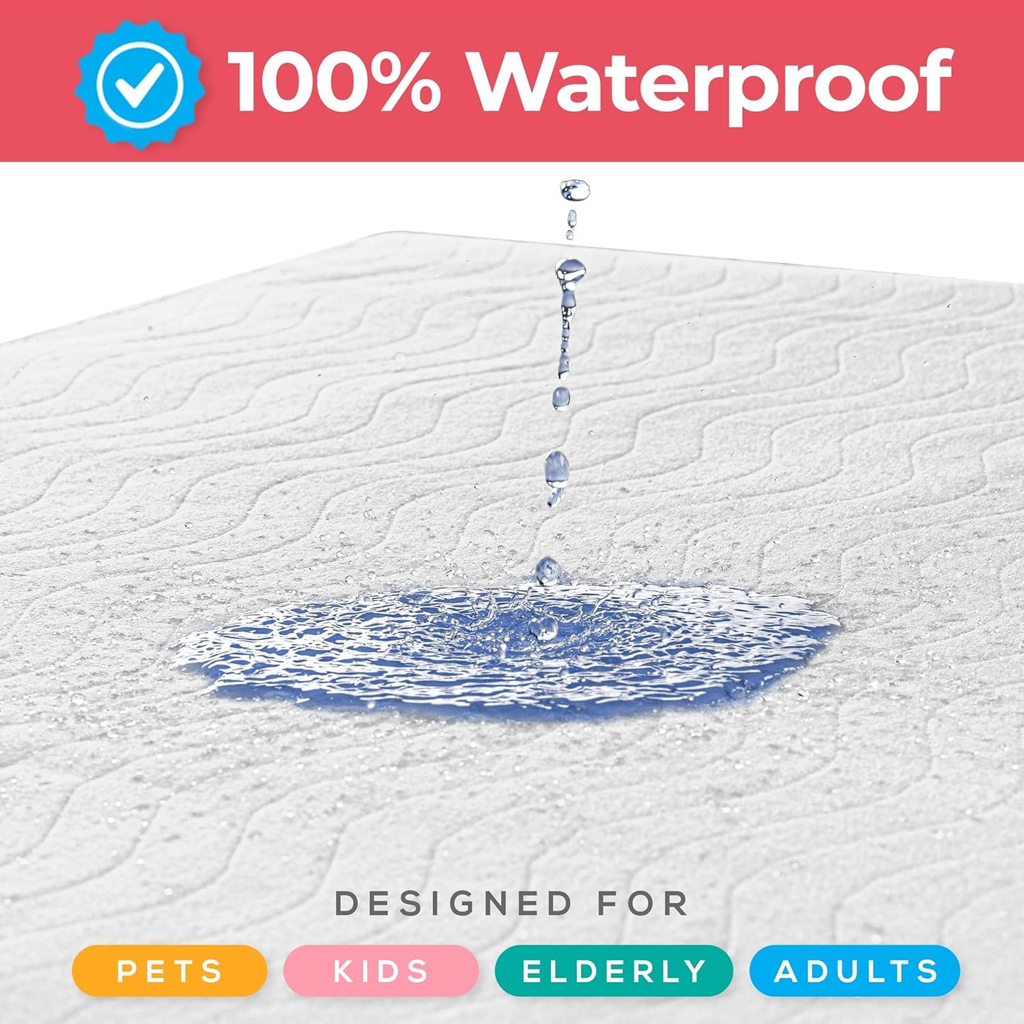 Utopia Bedding Washable Underpads 34" x 36" (Pack of 4), Waterproof Reusable Heavy Absorbency Incontinence Bed Pads for Adults, Kids, Elderly and Pets, Bedwetting Pads for Sofa and Couch (White)