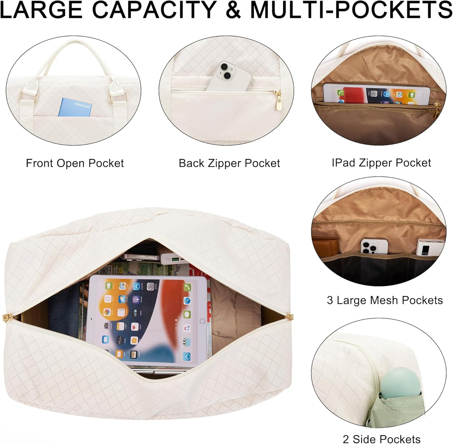 Soperwillton Women Travel Duffel Bags Carry On Overnight Bag with Shoe Compartment & Toiletry Pouch Gym Bag with Wet Pocket