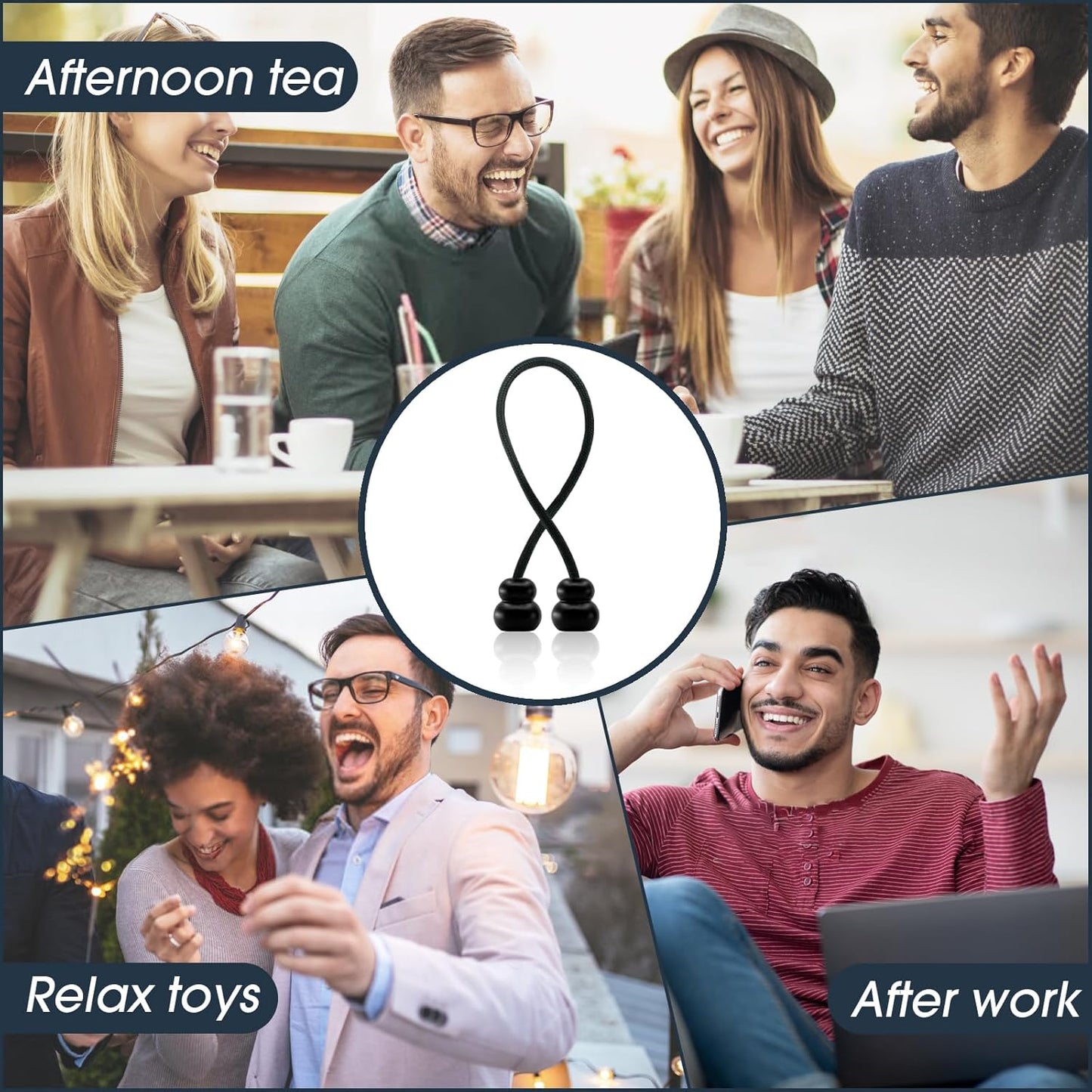 Fidget Beads - Worry Fidget Beads Spin & Bump - Made of Aluminum Alloy - for Men Women Youngs Skill Players Creates a Bit of Magic for You (Cala-Black A)