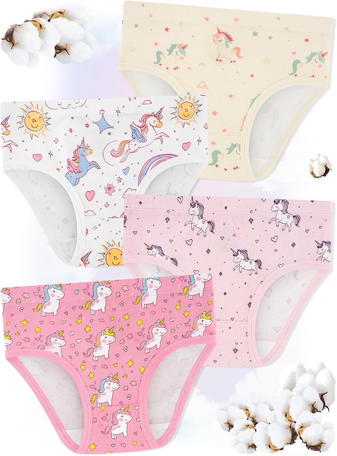 Girls' Underwear,Soft Cotton Tagless Panties for Toddlers' & Little Kids Comfort,Breathable Briefs,8-Pack