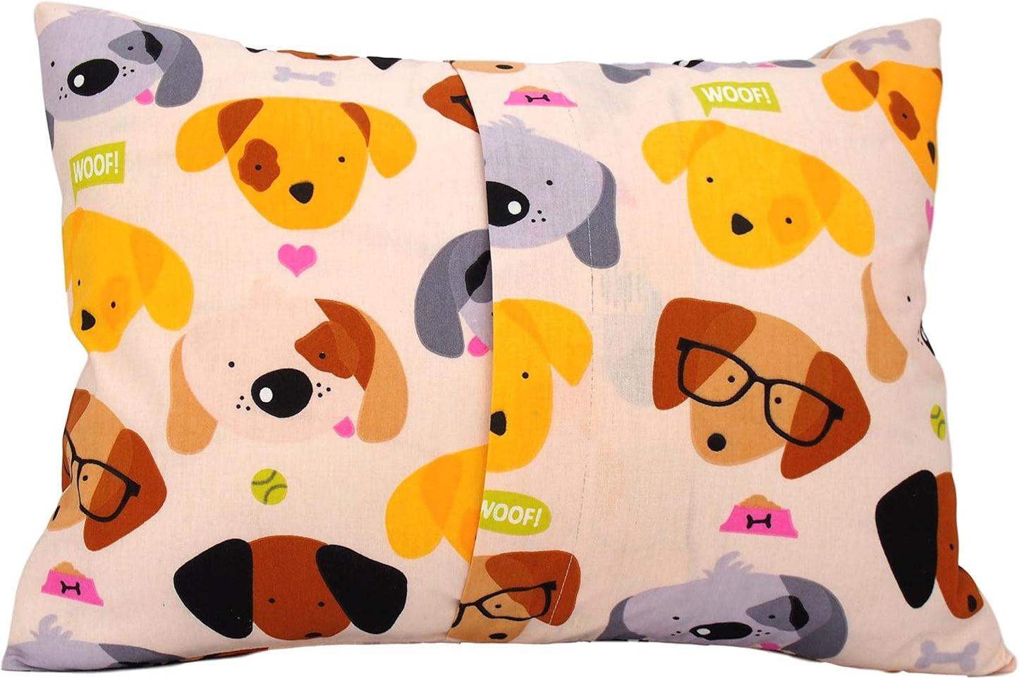 13x18 Toddler Pillowcase Cotton - Kids Pillowcase Puppies, Pillow Cases for Travel Pillows, Toddler Pillow Protector - Puppies with Glasses